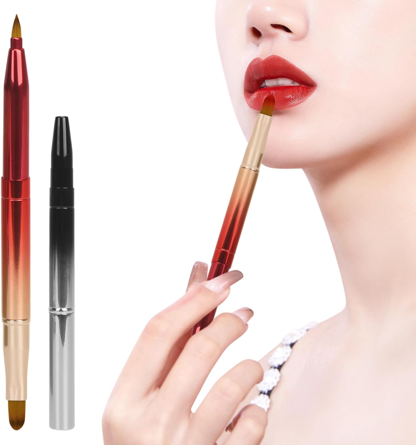 [2 Pack] Lip Brush for Lipstick,Skycase Retractable Lip Brushes, Concealer Makeu...