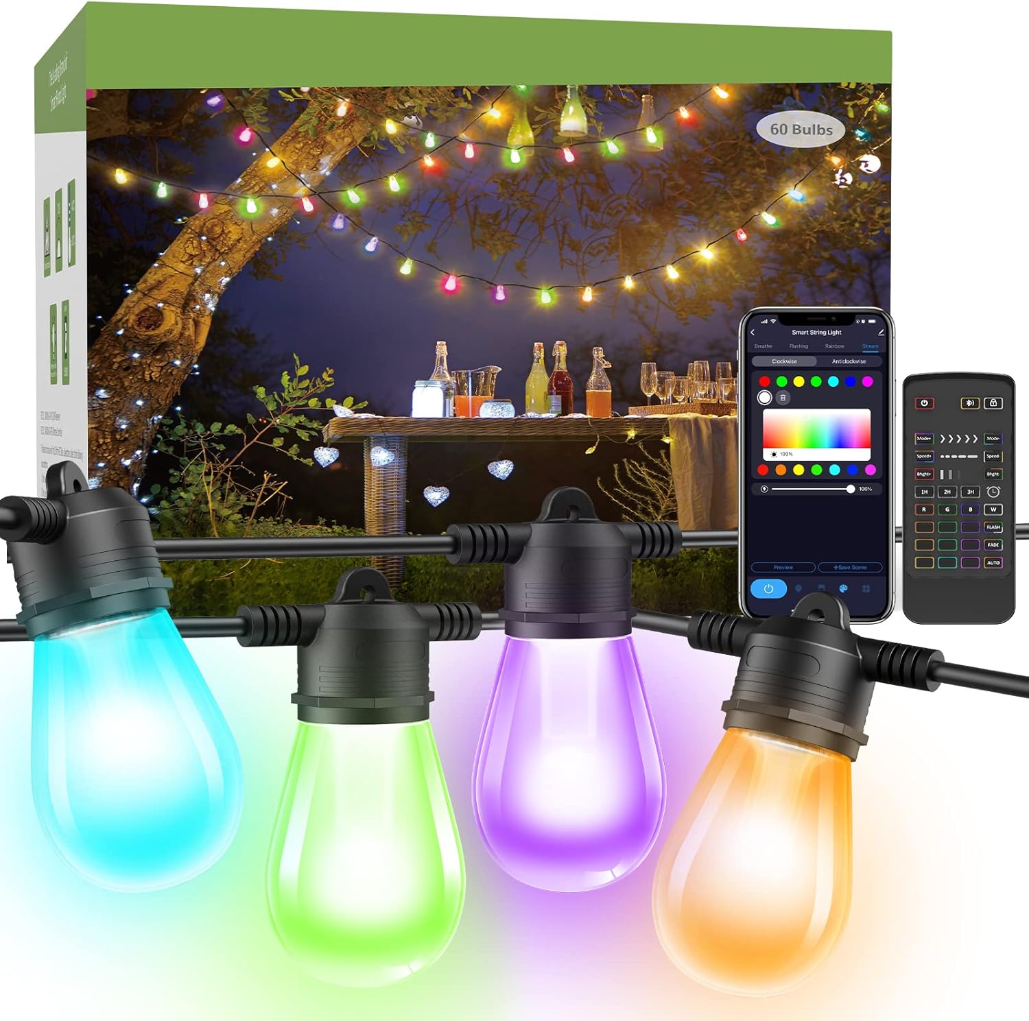 Best NOVOSTELLA Outdoor String Lights, Special Patio Light Outside with 179ft Ra...