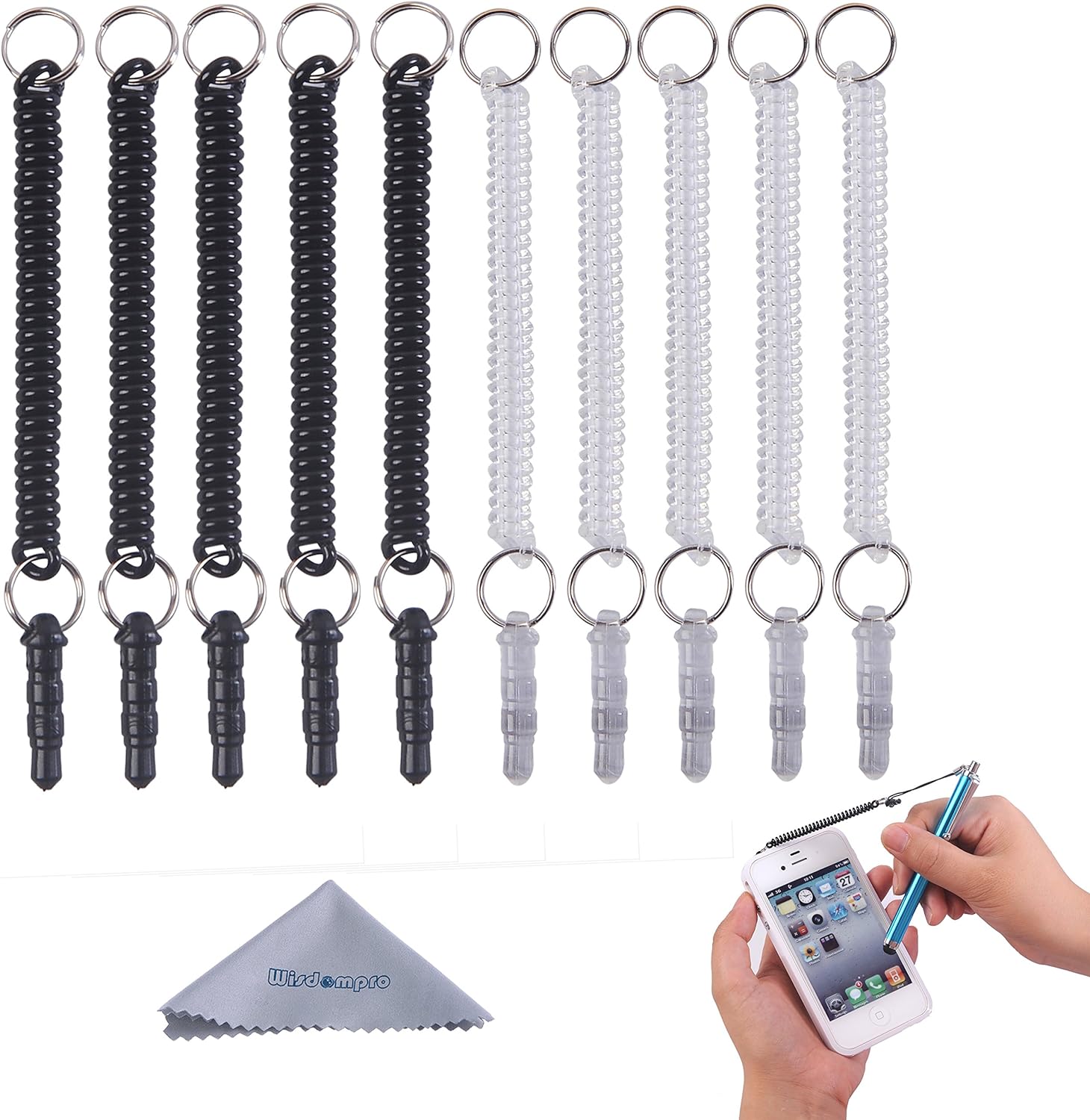 Wisdompro Stylus Tether, 10 Pack of Detachable Elastic Coil Tether Strings Lanya...