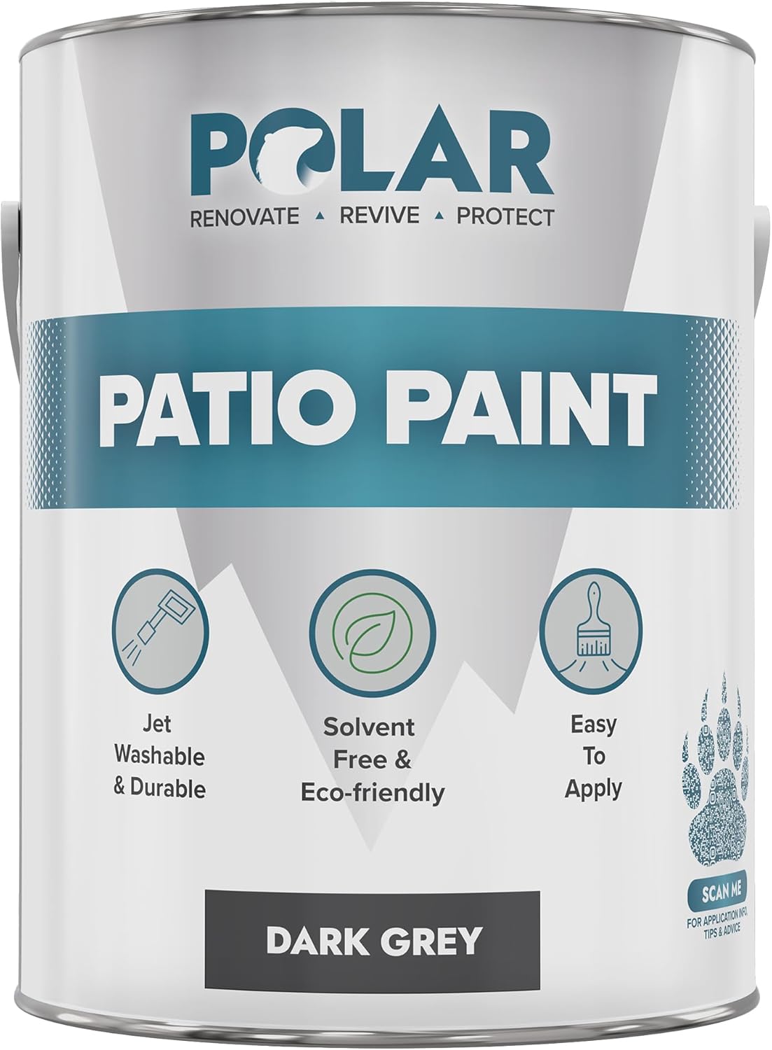 Polar Patio Paint - Dark Grey RAL 7015-5 Litres - Outdoor Floor Paint for Concre...