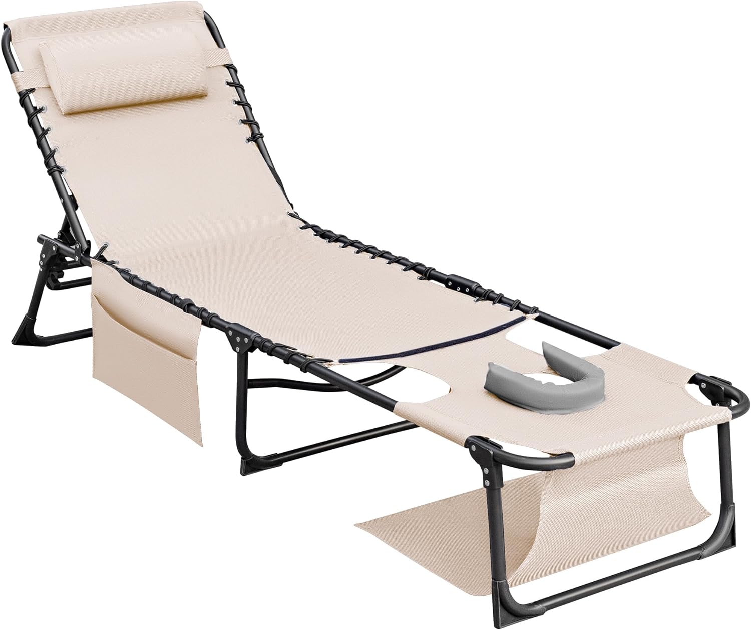 Flamaker Face Down Chaise Lounge Chair 5-Position Adjustable Sunbathing, Foldabl...