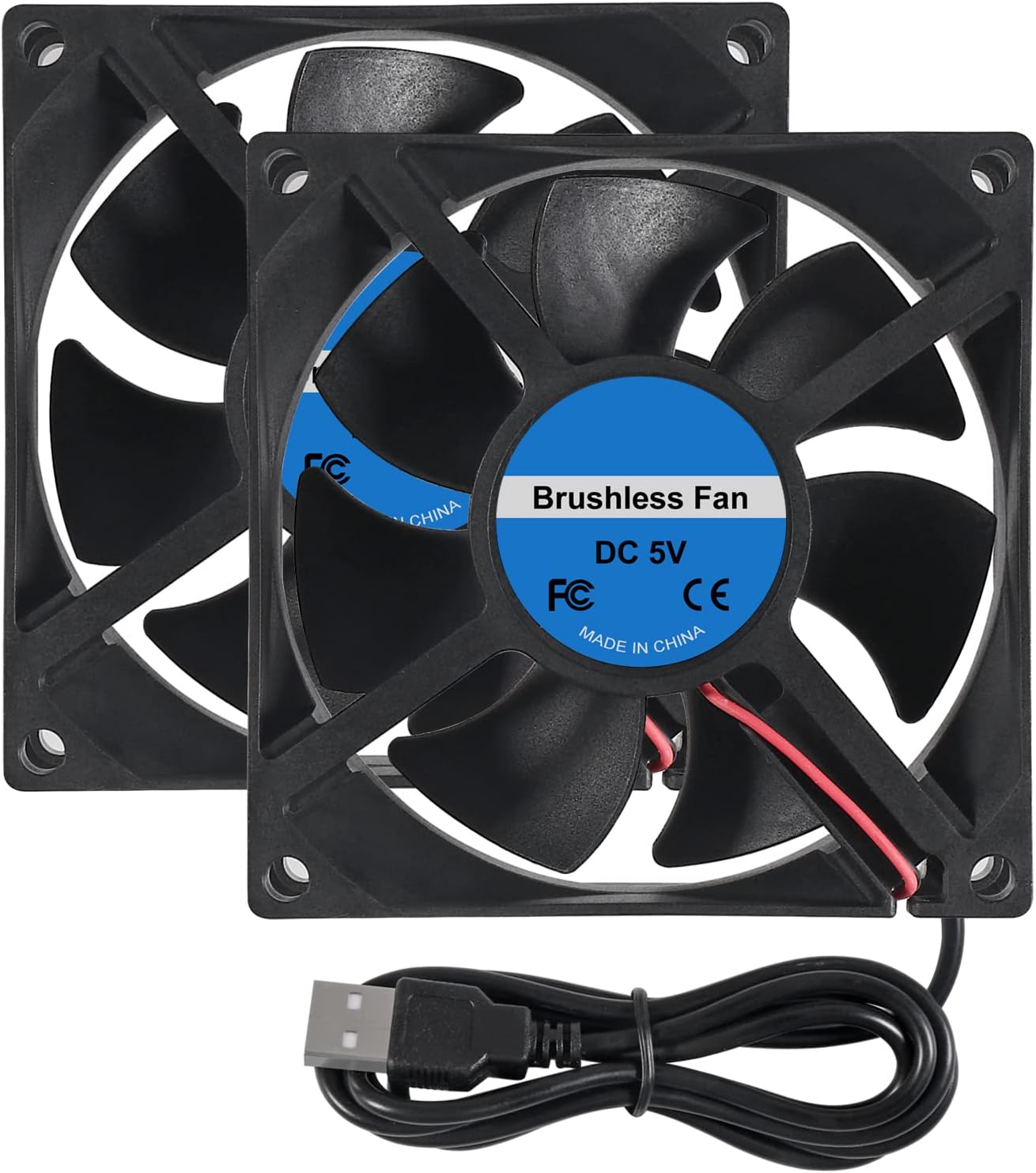 2PCS 8025 Fan 80x80x25mm DC 5V 80mm x 25mm Brushless Cooling Fan, Replacement Ba...