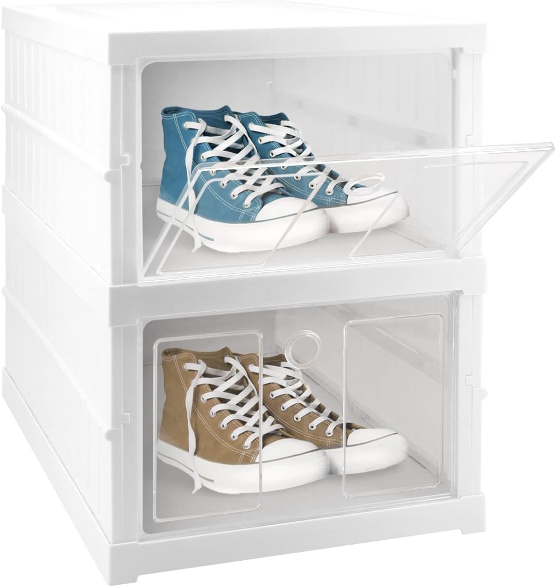 Bemodst Shoe Box, Stackable Clear Shoe Box, Plastic Shoe Box with Lid, Removable...