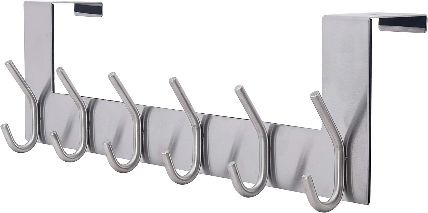 Dseap Over The Door Hook Hanger - 6 Hooks Over Door Coat Rack for Clothes Hat To...