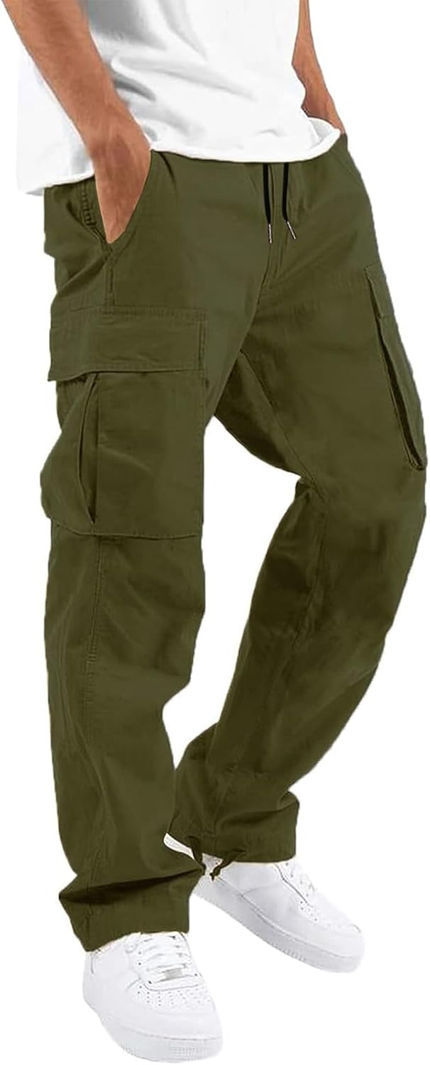 HUNGSON Mens Cargo Pants Casual Hiking Pants Joggers Athletic Pants Cotton Loose...