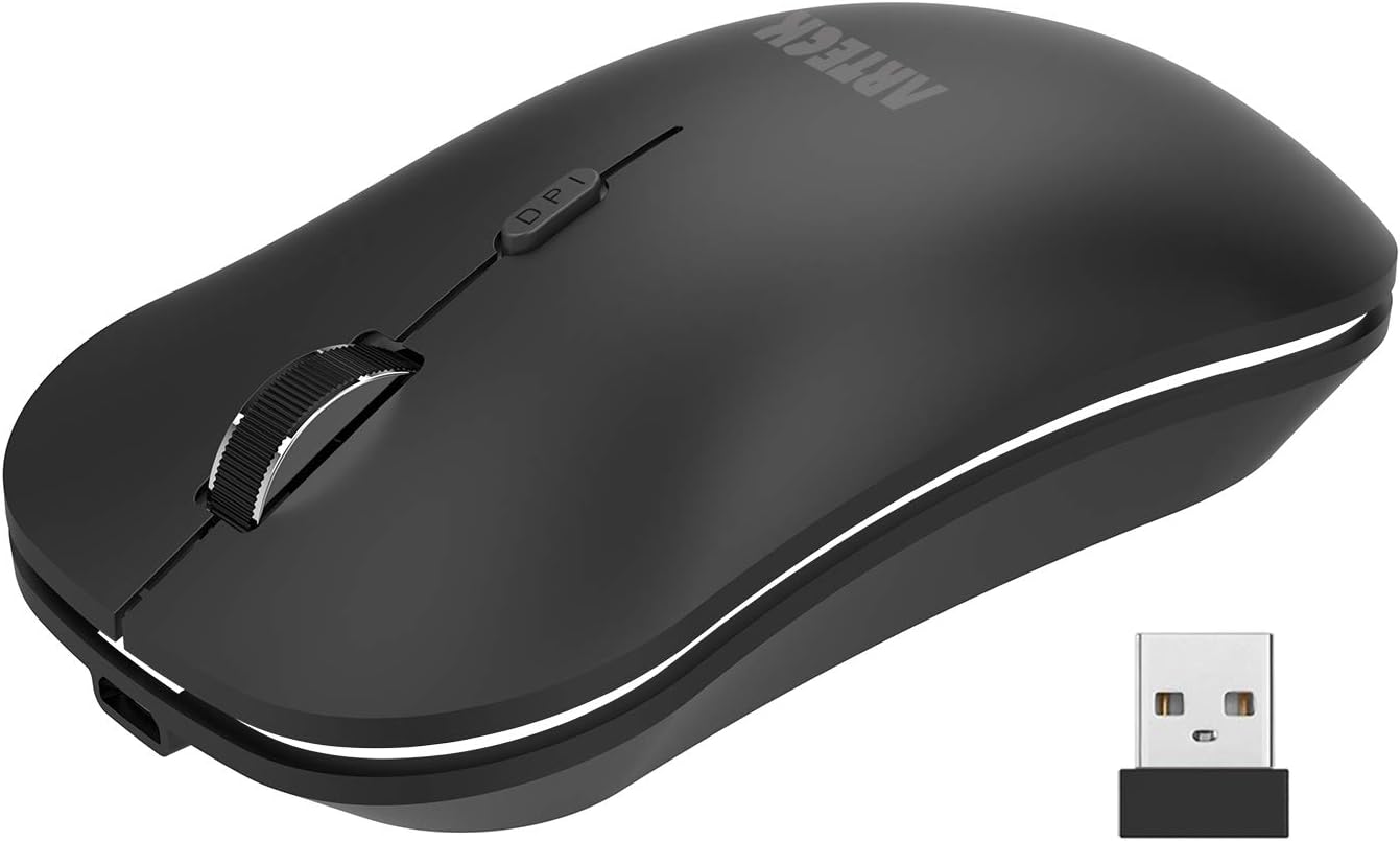 Arteck 2.4G Wireless Mouse with Nano USB Receiver Ergonomic Design Silent Clicki...