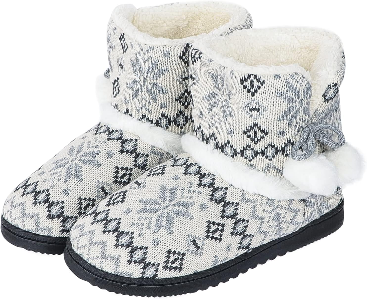 Qchomee Women Knit Cashmere Slippers Boots Winter Thermal Ankle Bootie for Girls...