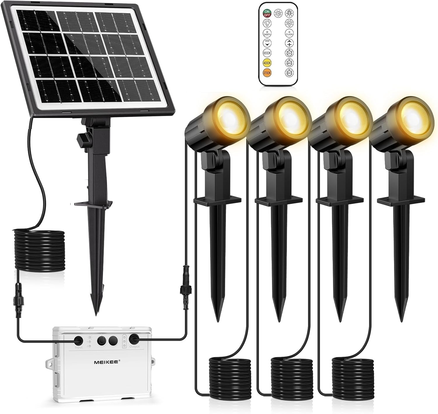 MEIKEE 4 in 1 Solar Spot Lights Outdoor Garden Color Changing Solar Landscape Li...