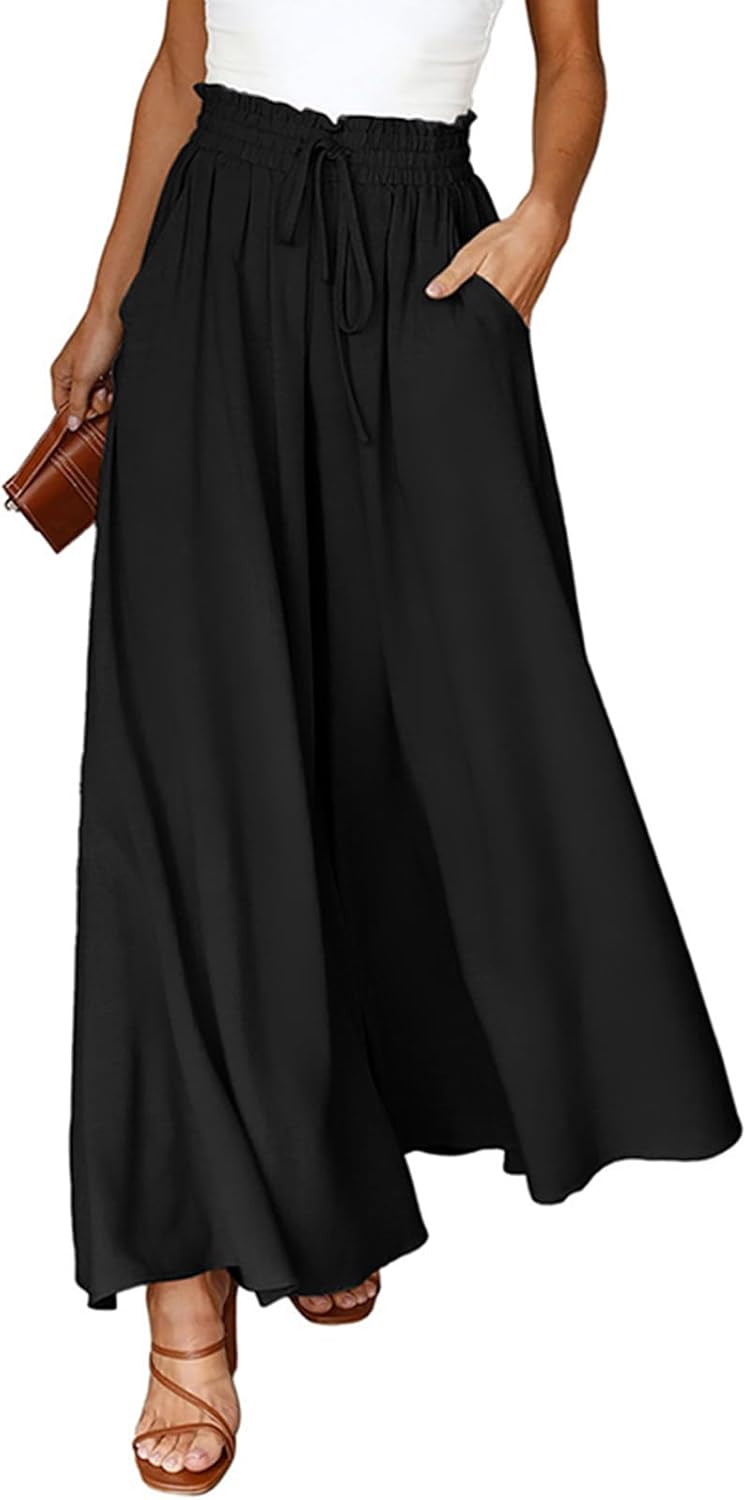 CMTOP Womens Wide Leg Trousers Elastic High Waist Pants with Pockets for Ladies...