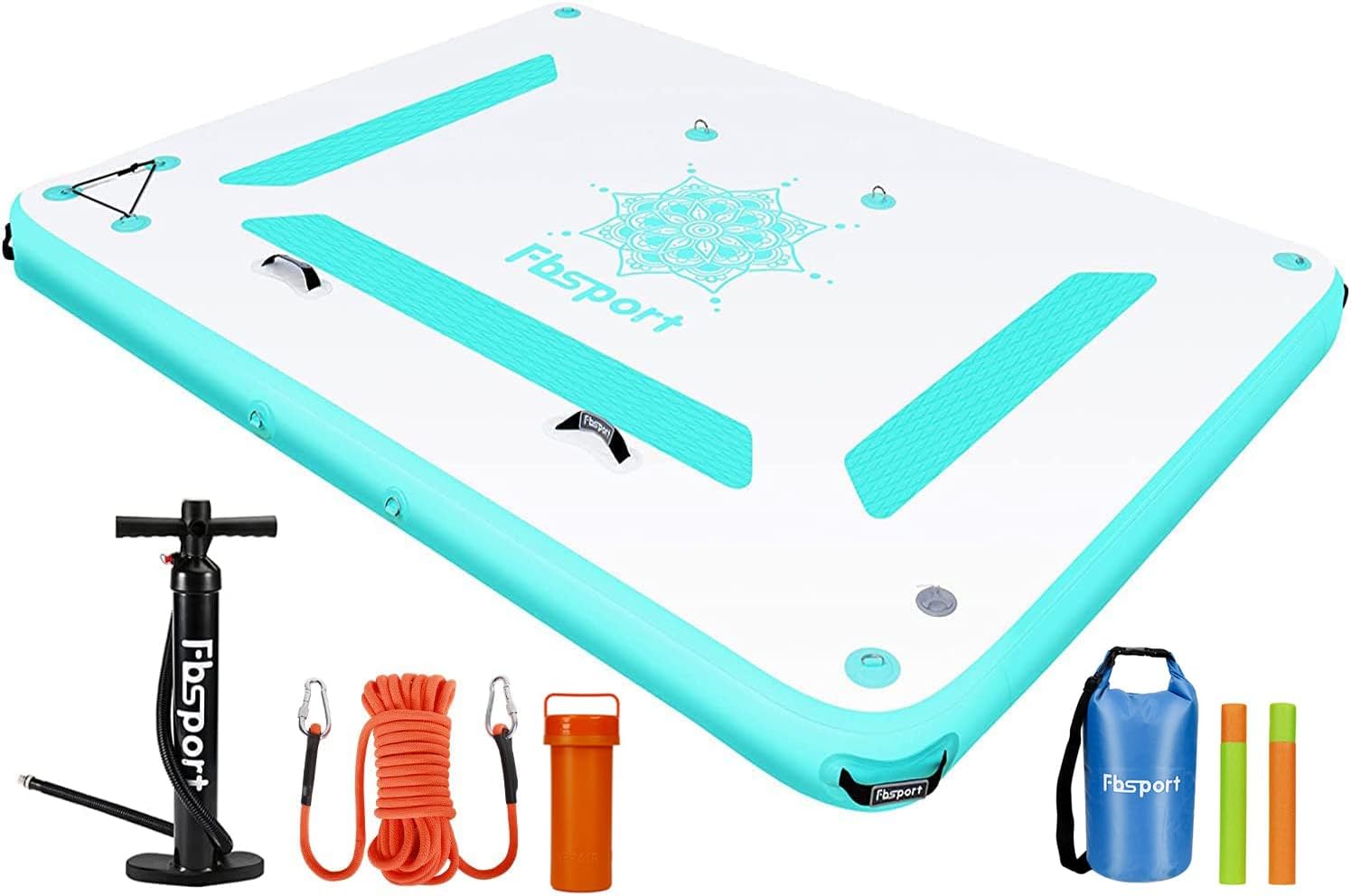 FBSPORT Inflatable Floating Dock, 6ft/ 8ft/10ft Inflatable Water Platform Swim D...