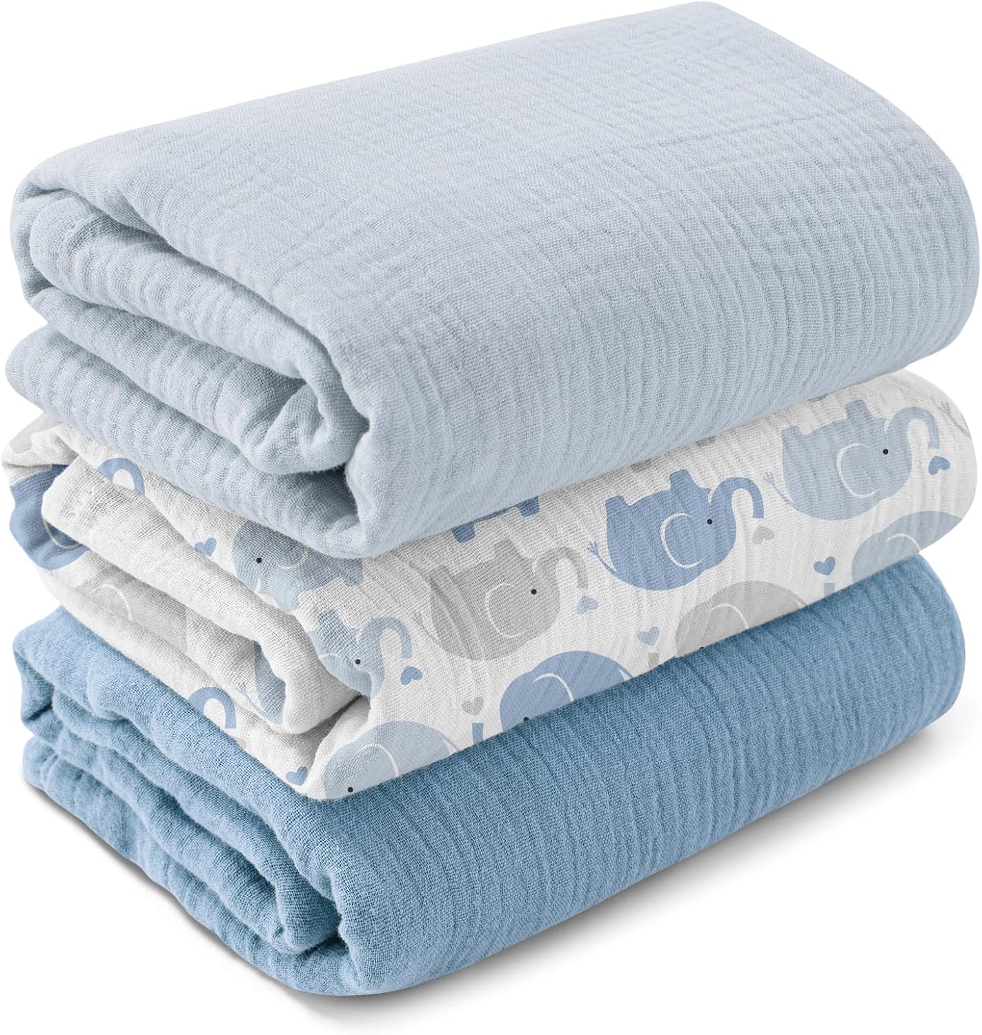 GLLQUEN BABY Muslin Swaddle Blankets for Boys and Girls, 3-Pack Baby Blankets fo...
