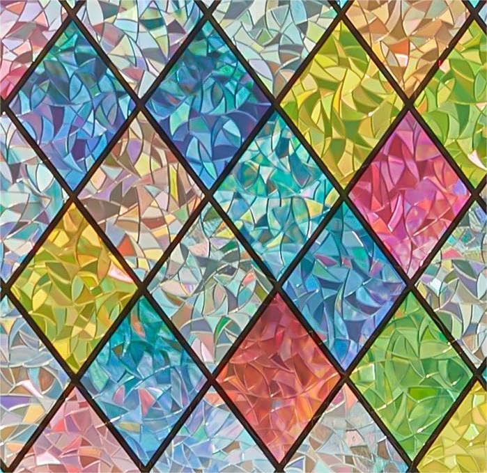 SUNBABY Stained Glass Window Film: Rainbow Holographic Window Privacy Film Decor...