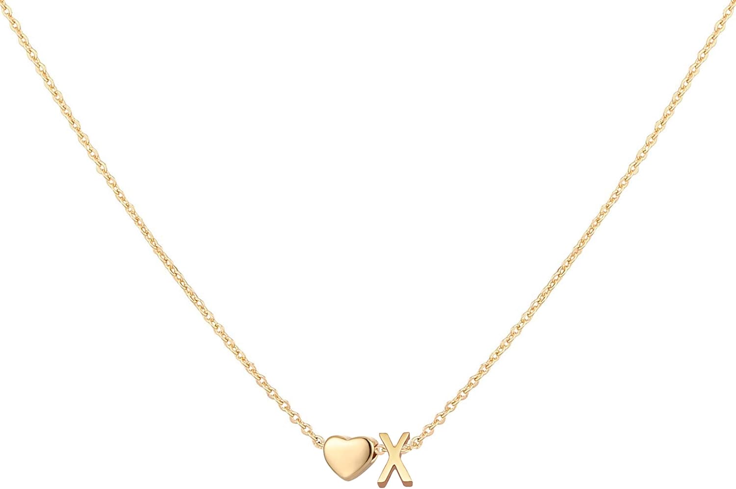 Glimmerst Initial Heart Necklace,18K Gold Plated Stainless Steel Tiny Heart Lett...