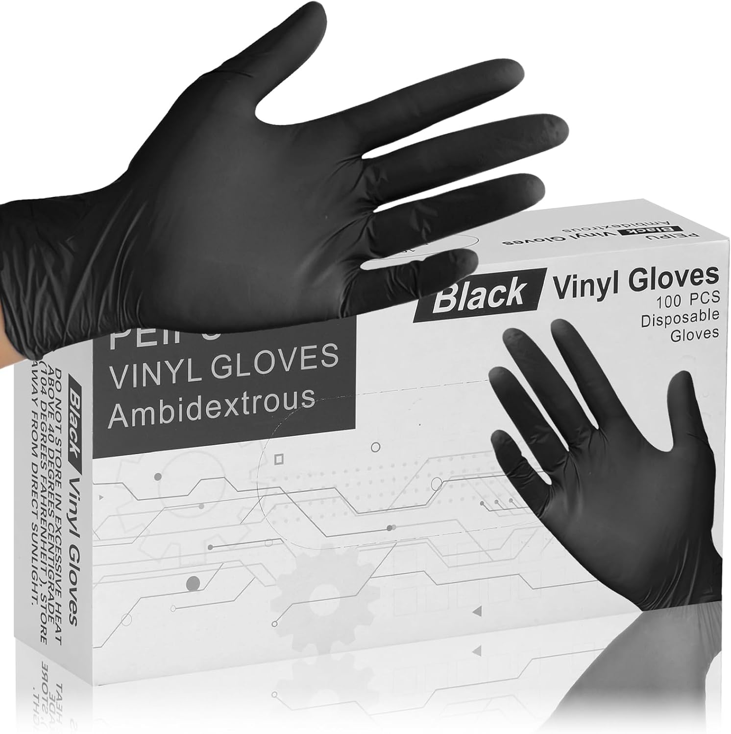 PEIPU Vinyl Disposable Gloves,Powder Free,Cleaning Service Gloves, Latex Free Bl...