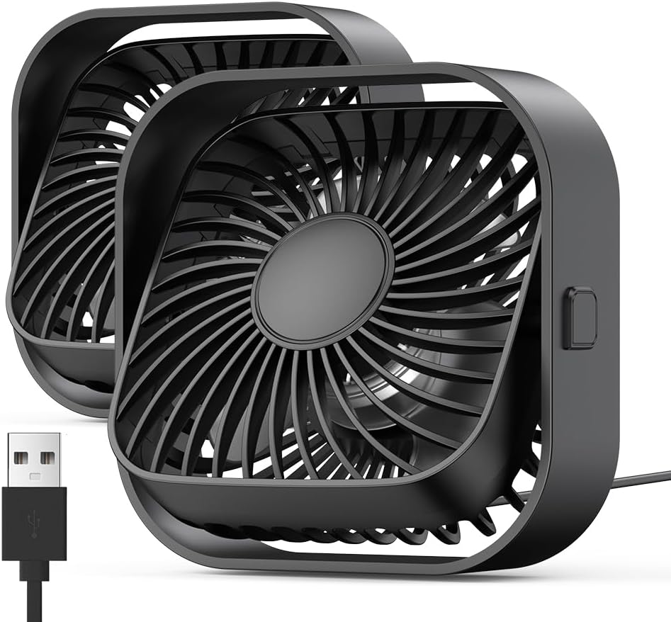 TOPK USB Desk Fan, [2Pack] Strong Airflow&Quiet Operation Mini Personal Fan, 3 S...