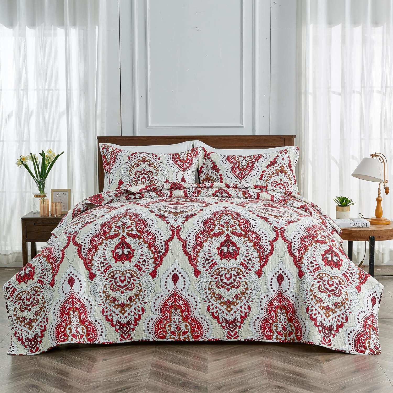 Best Qucover Quilted Bedspreads King Size, Special Soft Brushed Microfiber Bedsp...