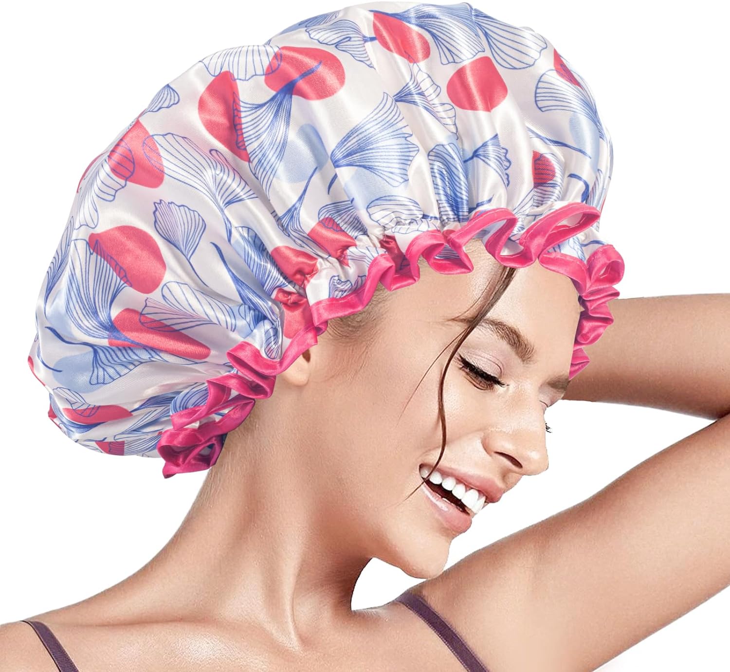 Aquior Shower Caps, Reusable Shower Cap for Women, Double Layer Waterproof Hair...