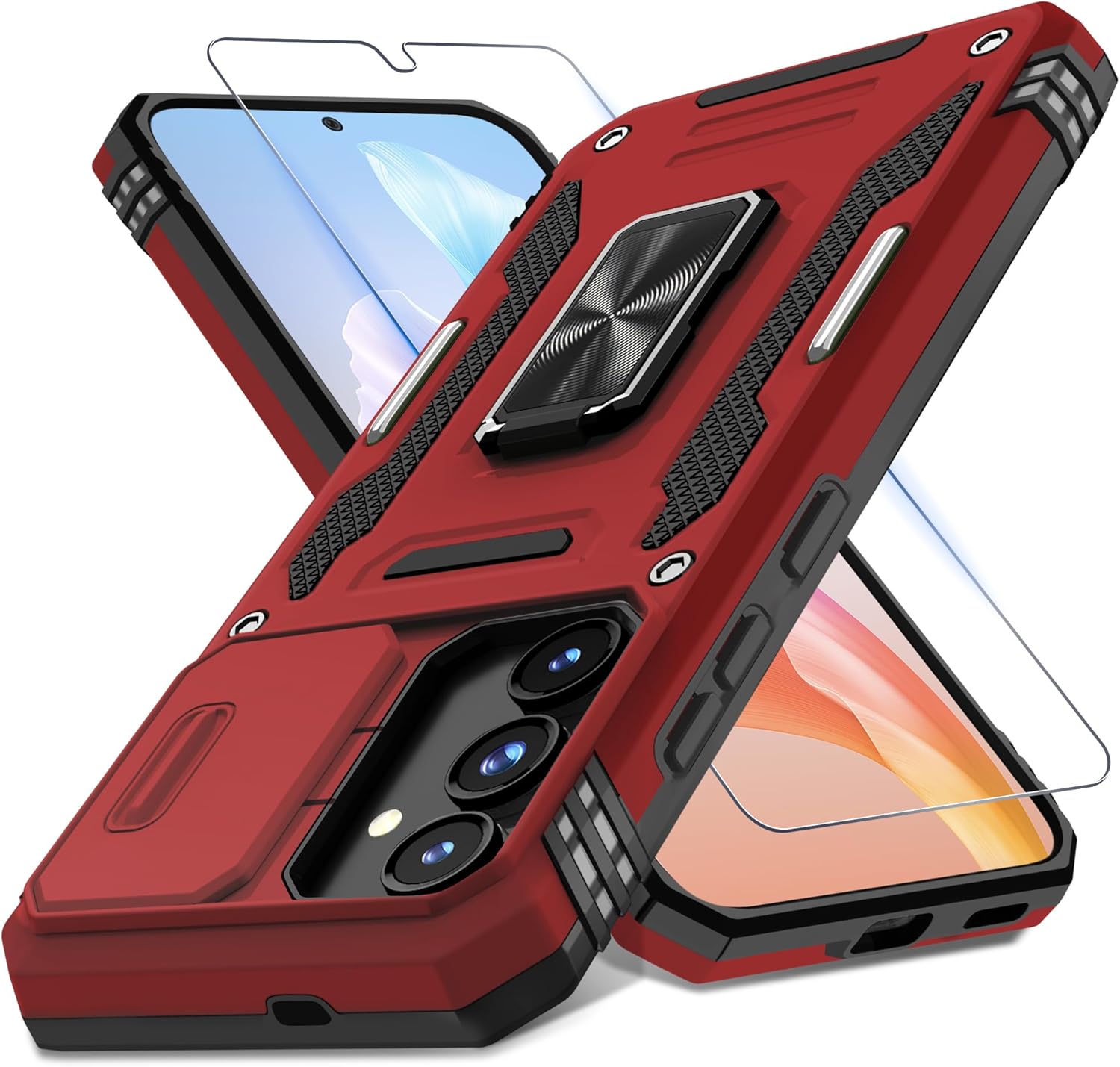 DEERLAMN for Samsung Galaxy S24 Case with Slide Camera Cover+Screen Protector (1...