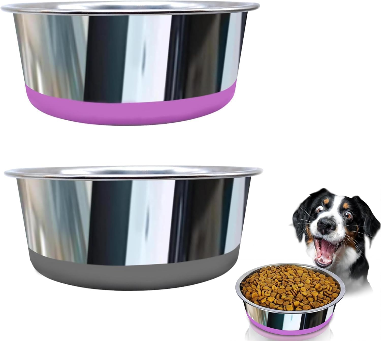 Decyam Stainless Steel Dog Bowls, 2 Pack(1800ml) Dog Bowl With Non-slip Silicone...