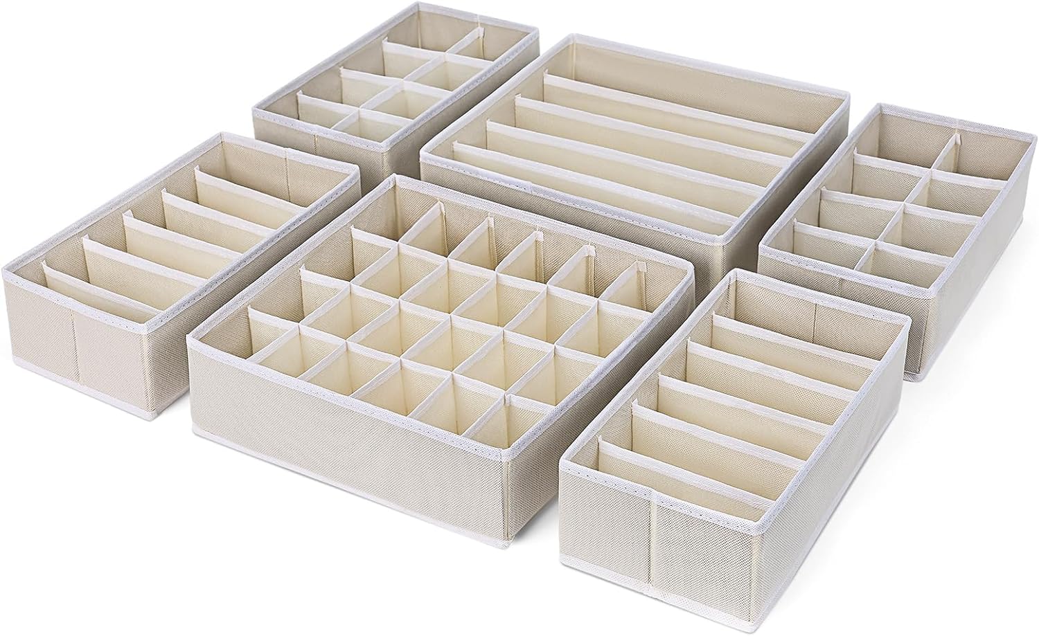 Homsorout Drawer Organisers Wardrobe Storage Boxes - 6 Pack Foldable Sock Organi...