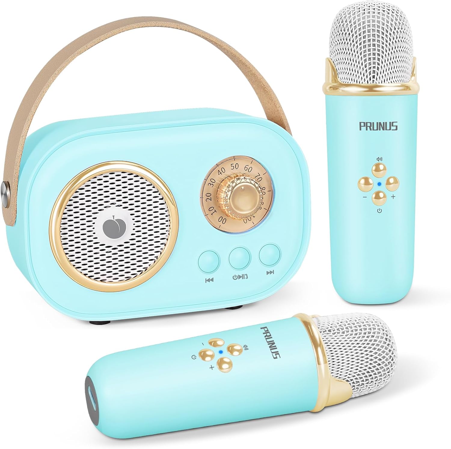 PRUNUS Mini Karaoke Machine for Kids&Adults,Portable Bluetooth Speaker with 2 Wi...