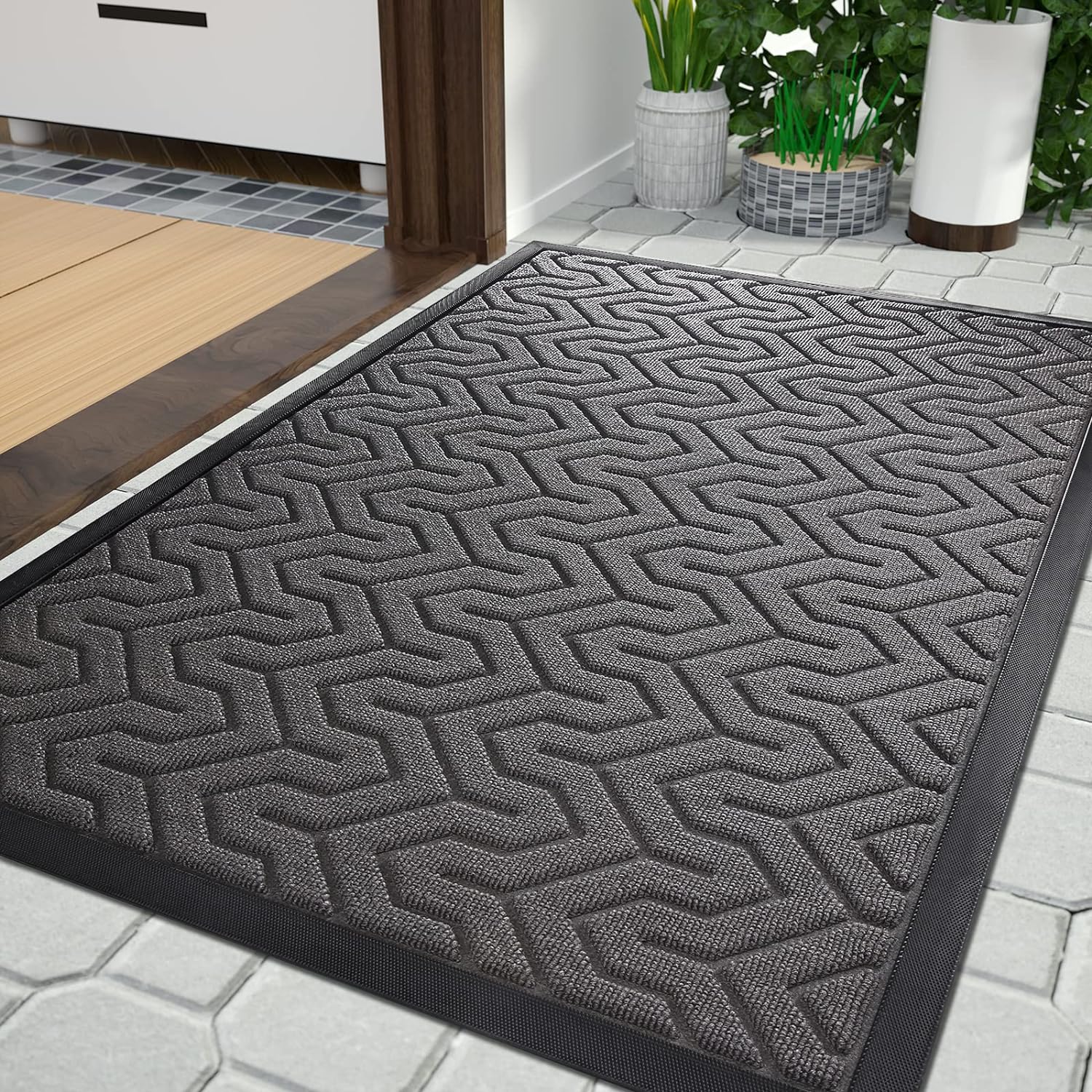 Yimobra Front Door Mats, Heavy Duty Water Absorbent Mud Resistant Easy Clean Ent...