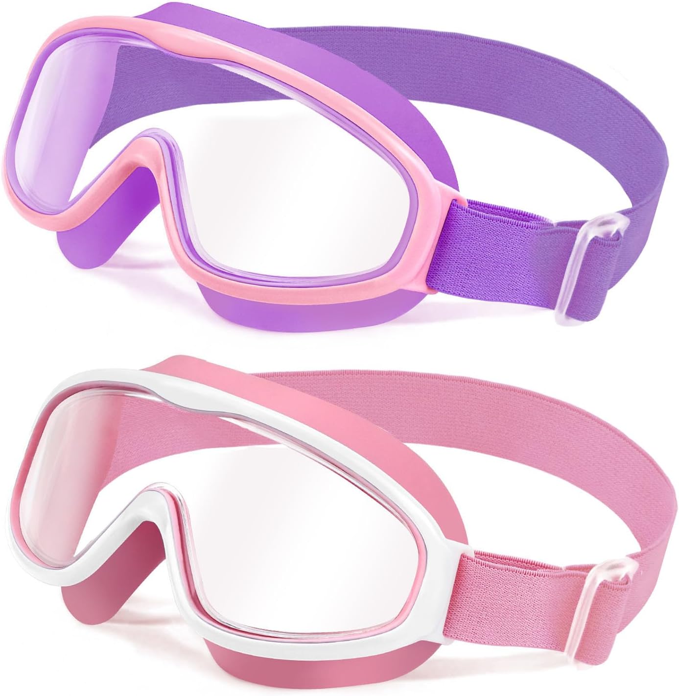 Vvinca 2pc Kids-Goggles with Elastic Fabric Strap, Wide View Anti Fog UV Shatter...