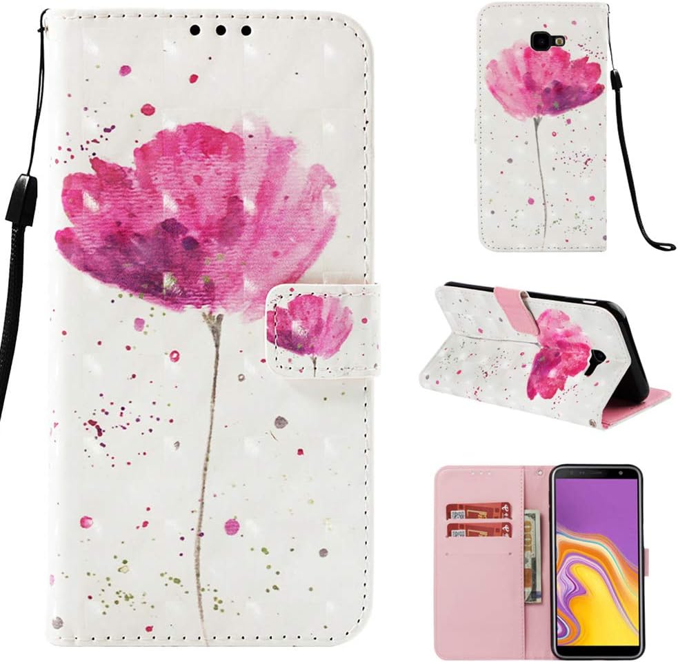 Galaxy J4 Plus 2018 Case Flip PU Leather Wallet Phone Cover Book Shockproof Art...
