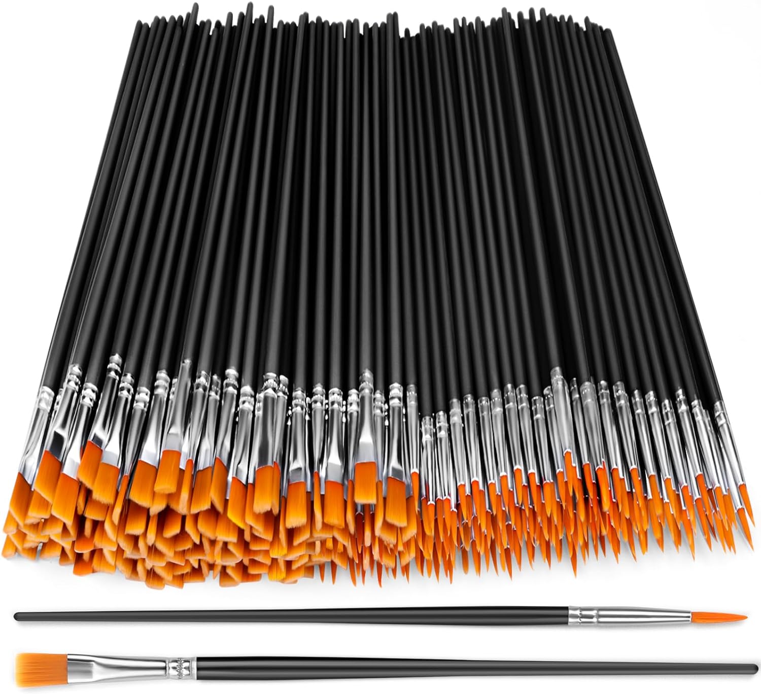 AROIC Small Paint Brushes Bulk,200 Pcs Nylon Hair Paint Brushes with Flat and Ro...