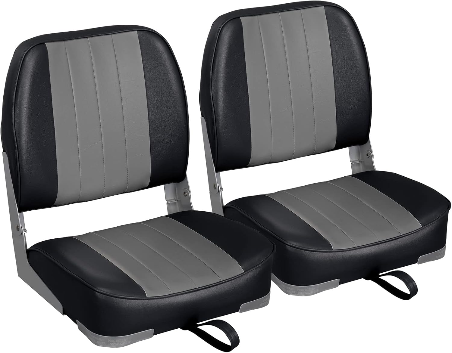 Leader Accessories A Pair of New Low Back Folding Boat Seats(2 seats) B-Black/Ch...