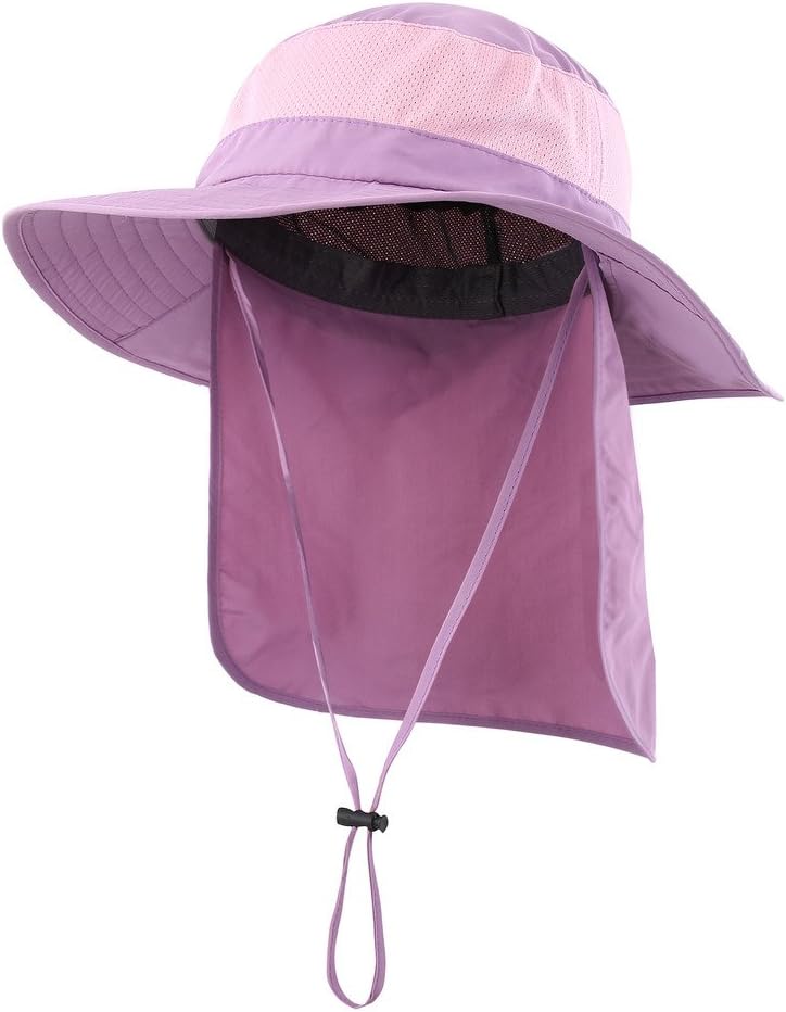 Decentron Outdoor UPF 50+ Mesh Sun Hat Wide Brim Fishing Hat with Neck Flap Hiki...