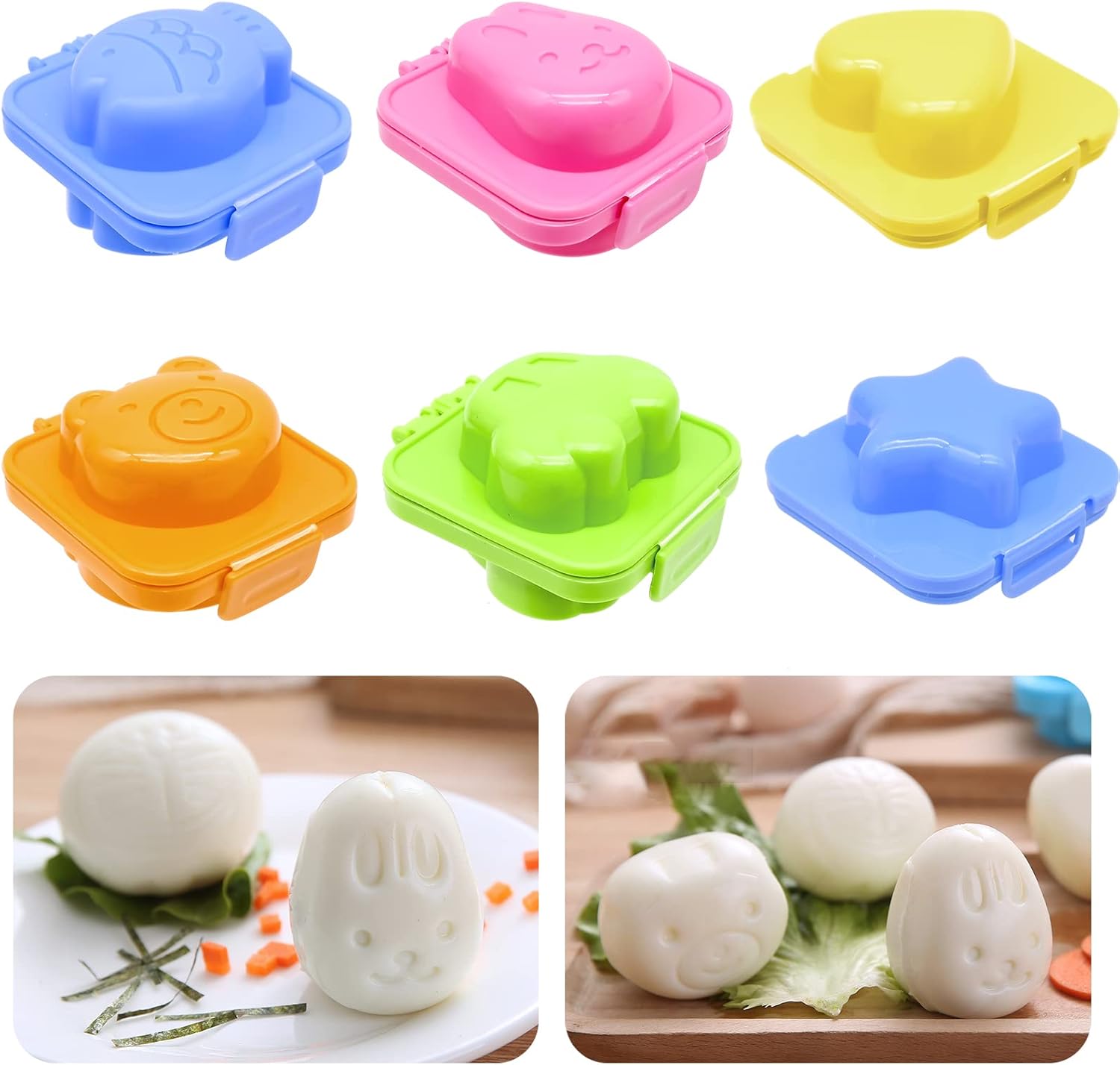 Best Cisolen Boiled Egg Mold, Special 6 Pieces Cartoon Sushi Rice Mold, Innovati...