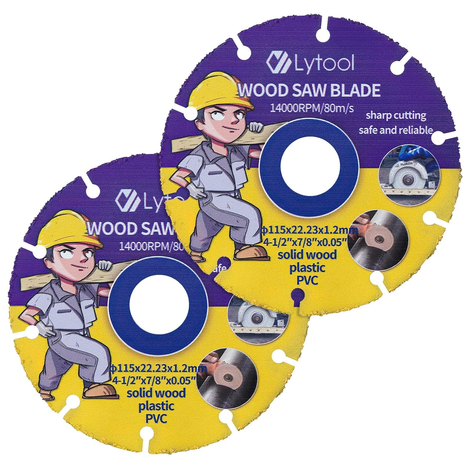 Best Lytool 2Pcs Wood Cutting Discs, Special Circular Saw Blades 115mm, Innovati...
