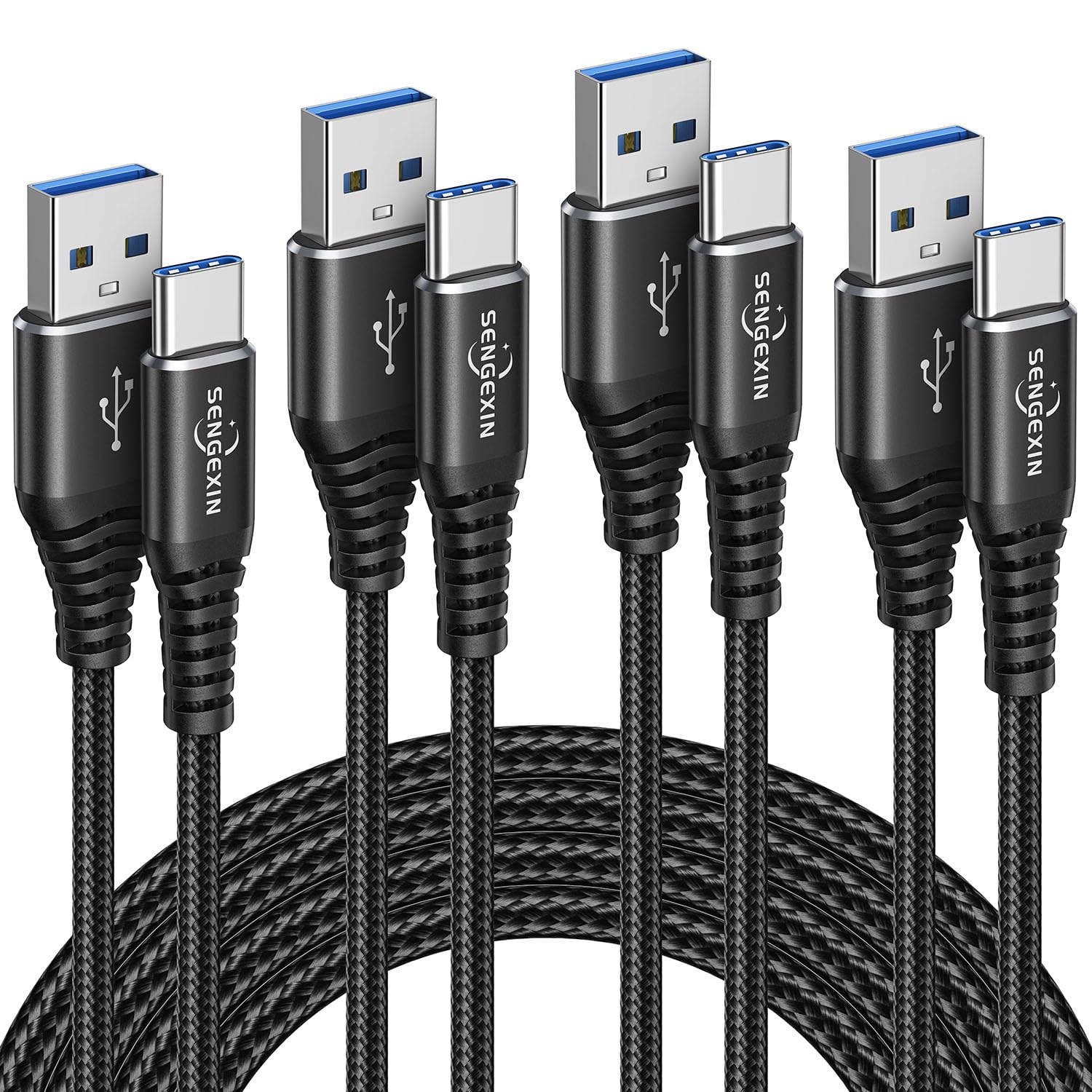 USB Type C Cable Fast Charge(4Pack,1M+2M+2M+3M),3A Charging Lead Charger Cord Fo...