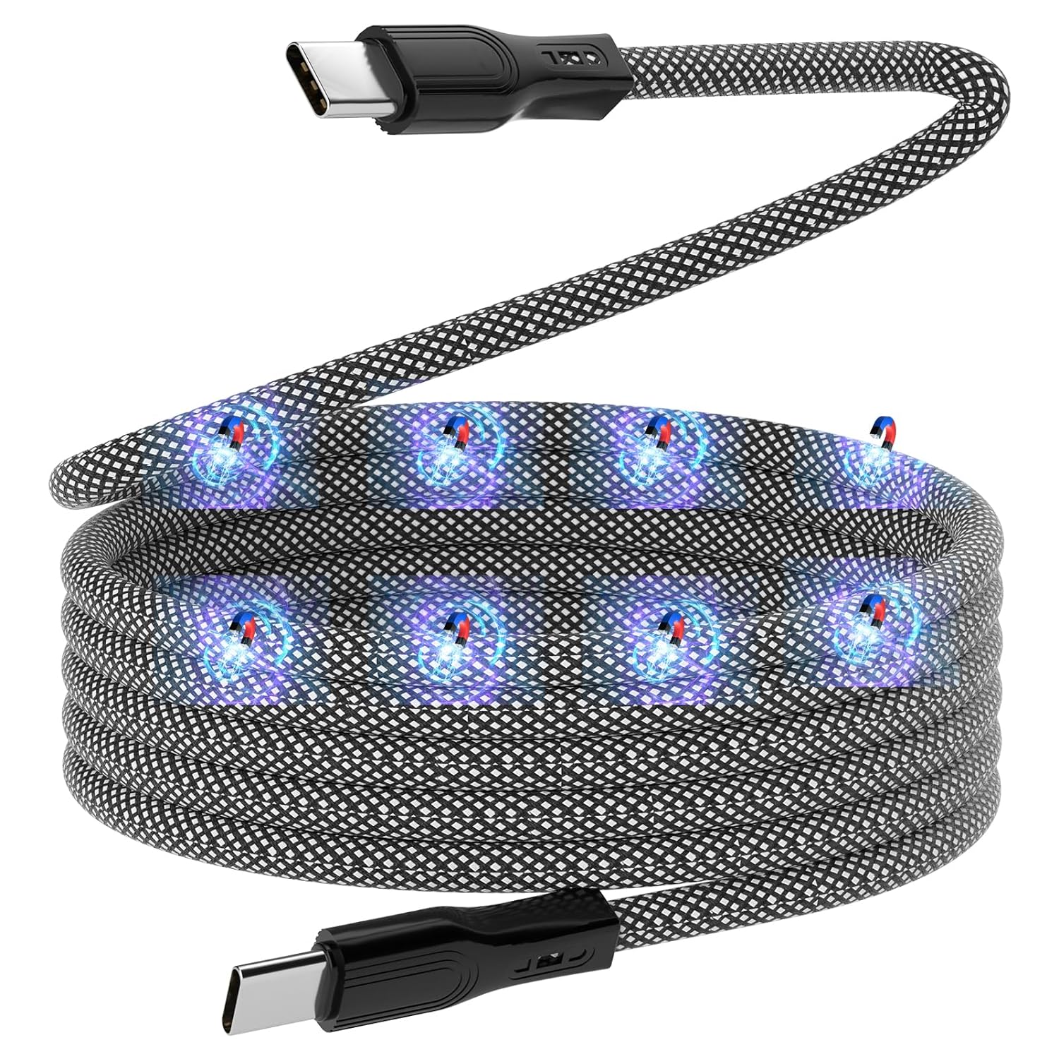 Magtame USB C Charger Cable, Magnetic Coiled 60W PD Type C Cable Fast Charging,...