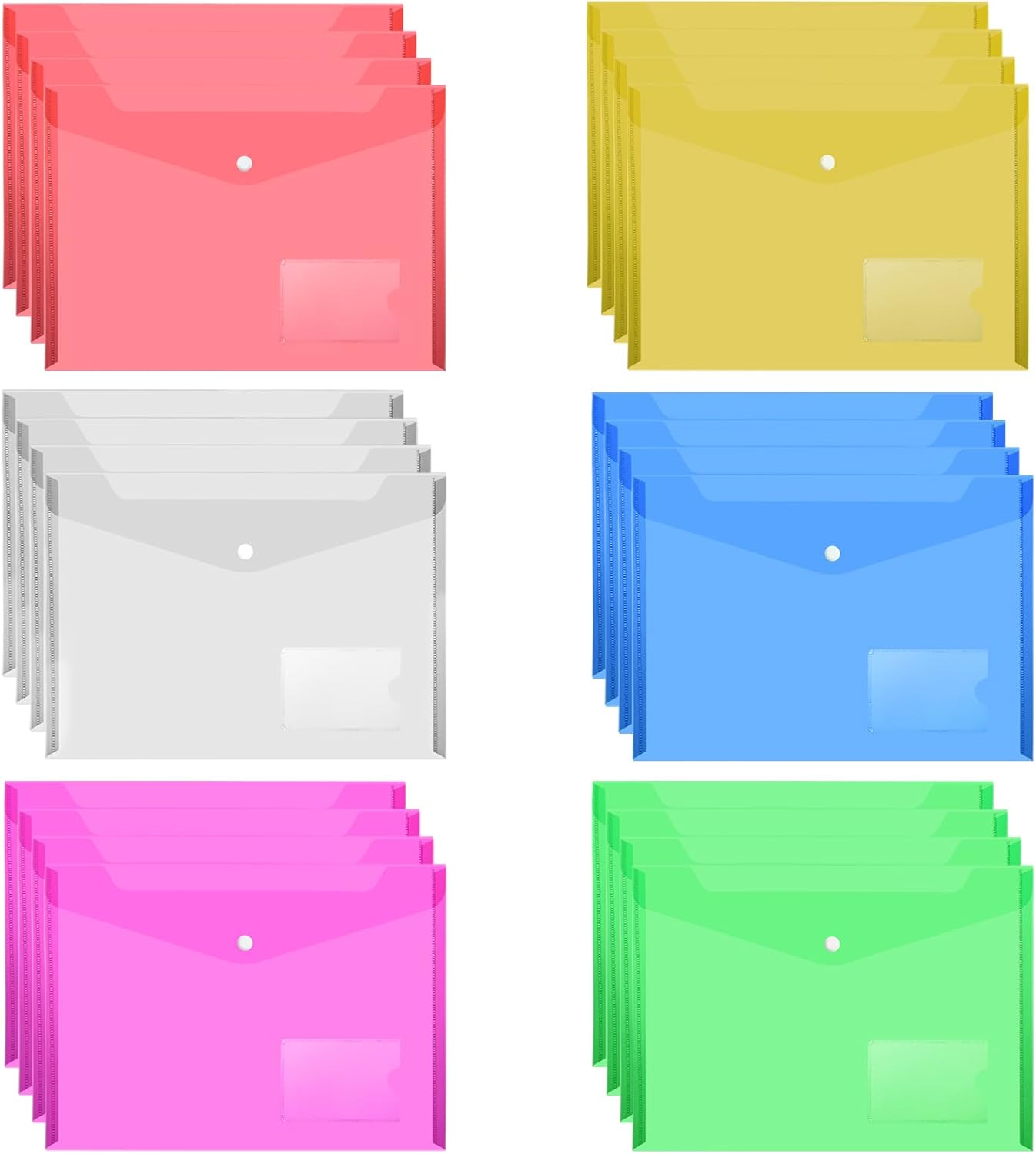 Plastic Envelopes Wallets, MerryNine 24 Pack A4 Clear Document Folder, for Schoo...