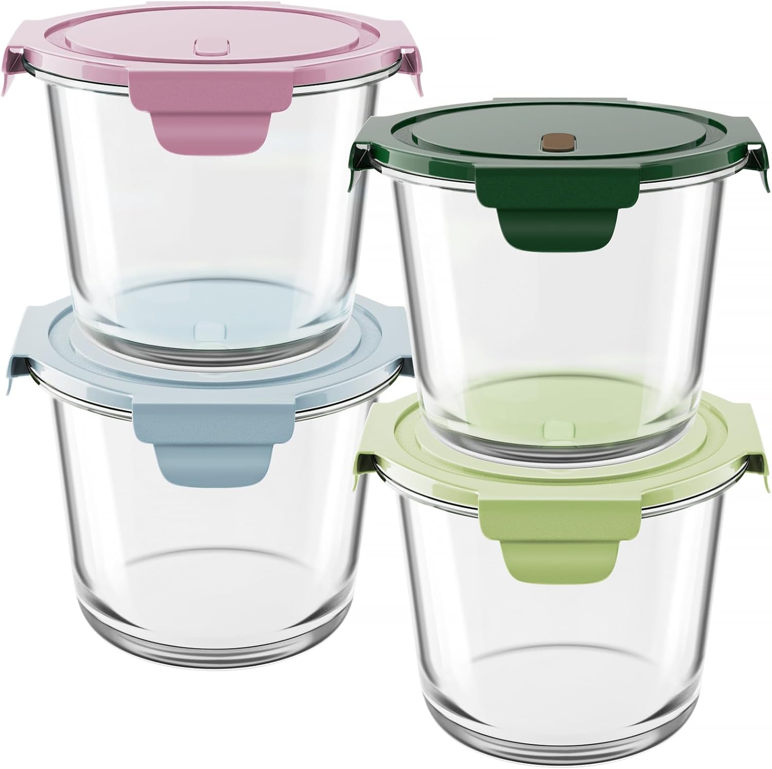 8 PCS Glass Meal Prep Containers with Lids, Airtight 3 Cup Glass Storage Contain...