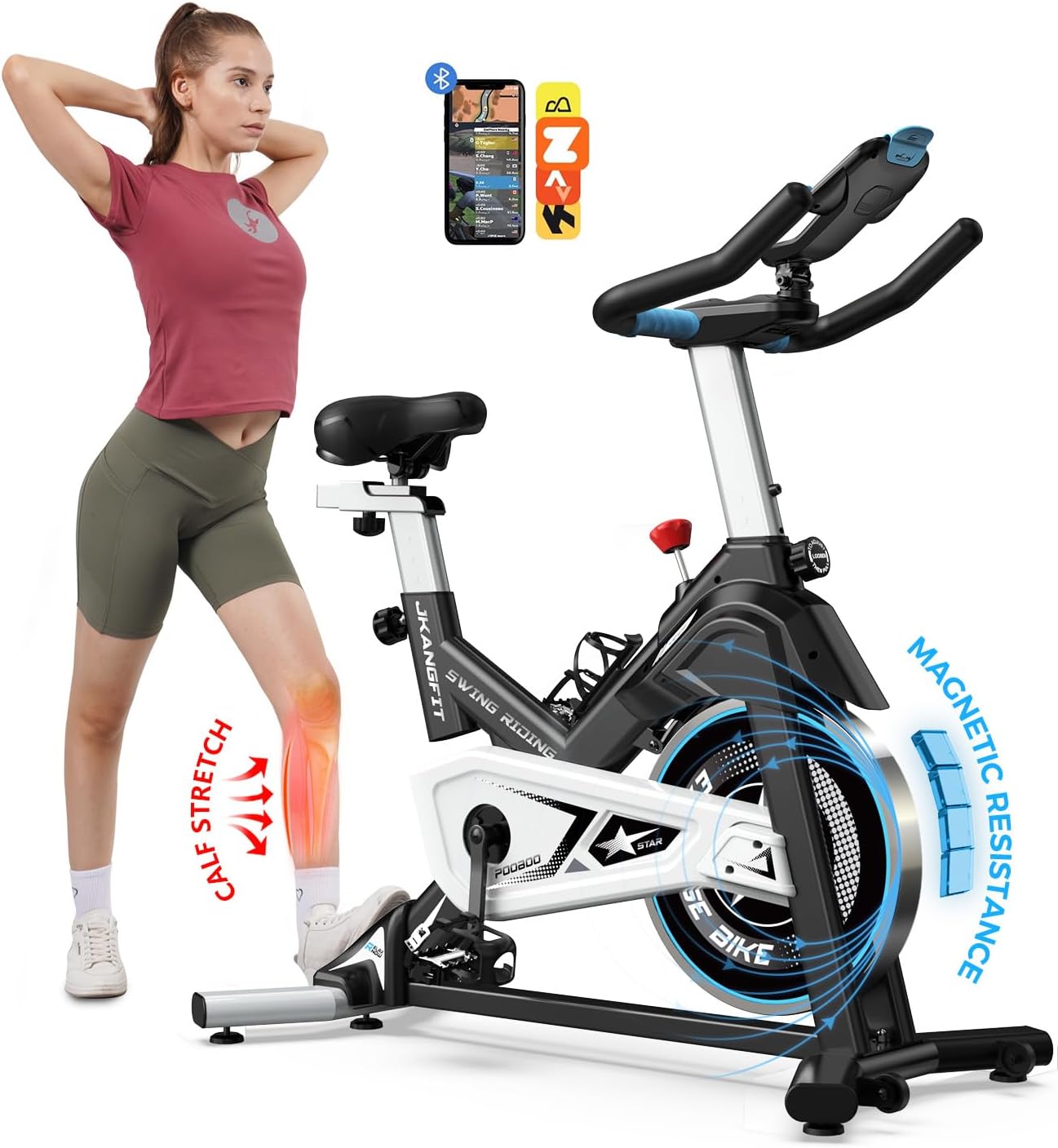 Pooboo Magnetic/Brake Pad Exercise Bike Stationary...