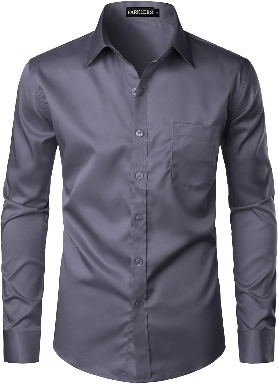 PARKLEES Men's Urban Stylish Casual Business Slim Fit Long Sleeve Button Up Dres...