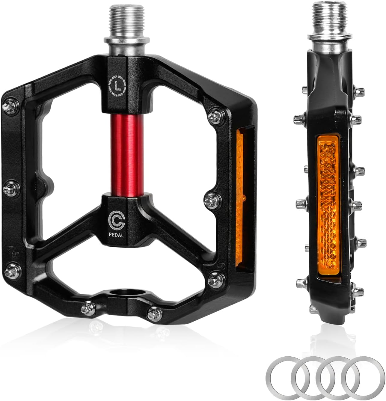 Bike Pedals With Reflective Strips,3 Bearings Bicycle Pedals,MTB Pedals 9/16 inc...