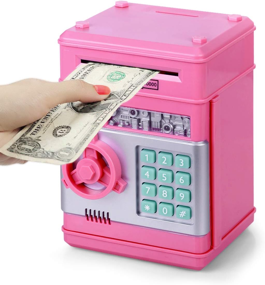 Highttoy Money Box for Girls Age 3-12, Password Money Safe for Girls Piggy Bank...