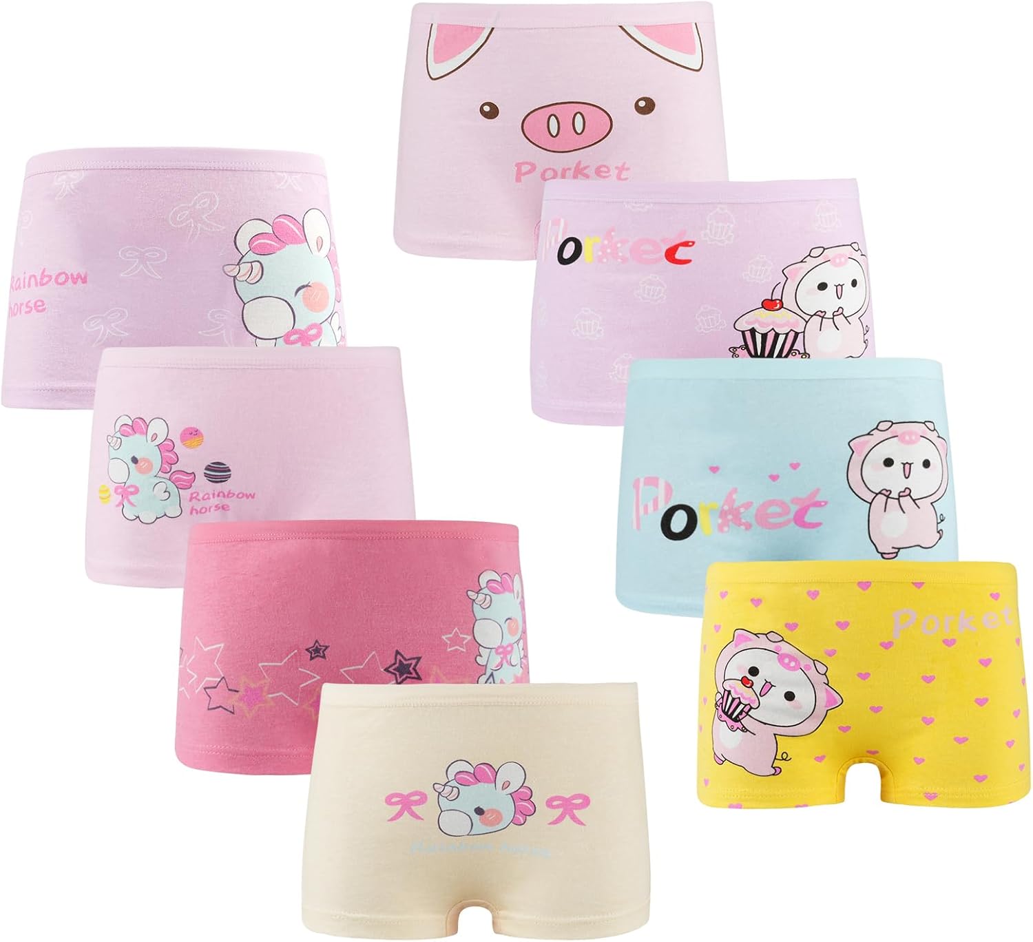 HOTUT Girls Knickers, Soft Cotton Boxers Kids Underwear, Toddler Girls Boxers Un...