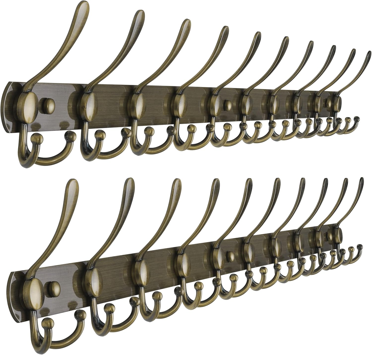 Dseap Wall Mounted Coat Rack - 10 Tri Hooks, Heavy Duty Stainless Steel Coat Hoo...