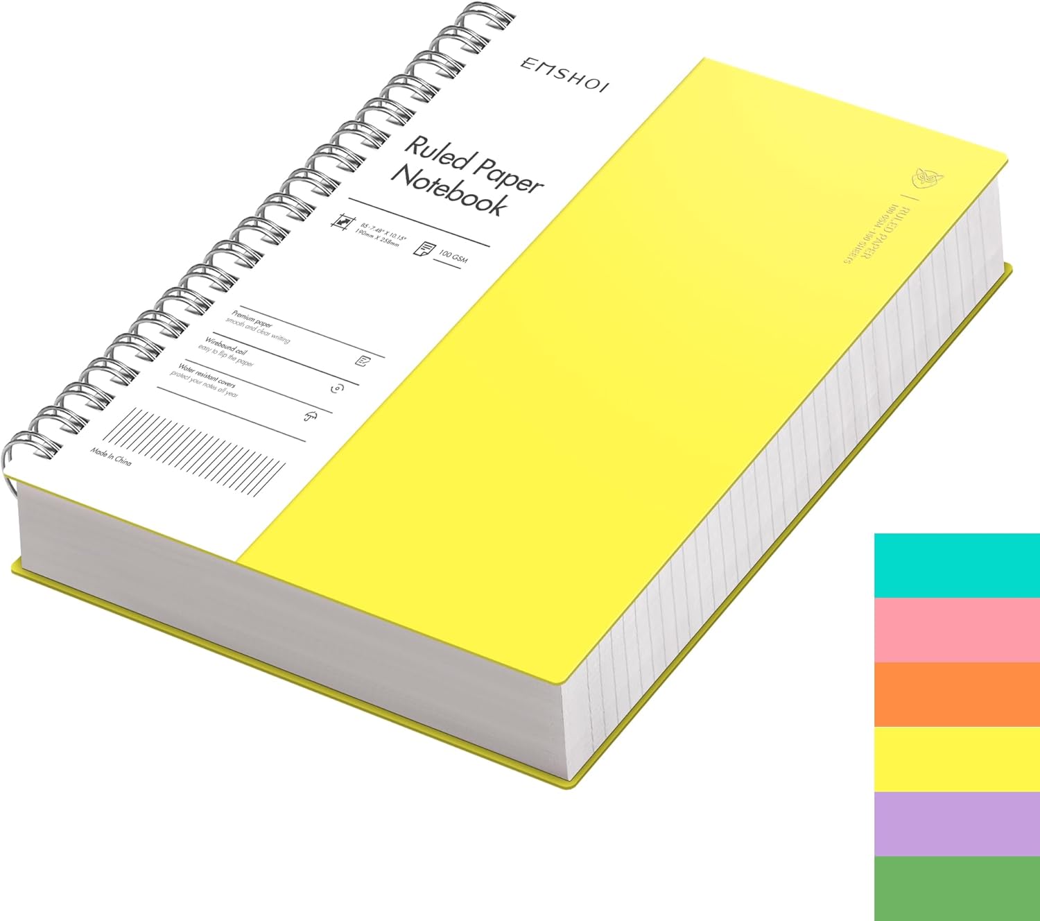 EMSHOI B5 Wirebound Notebook Lined 300 Pages/150 Sheets, Spiral Notepad Multi-co...