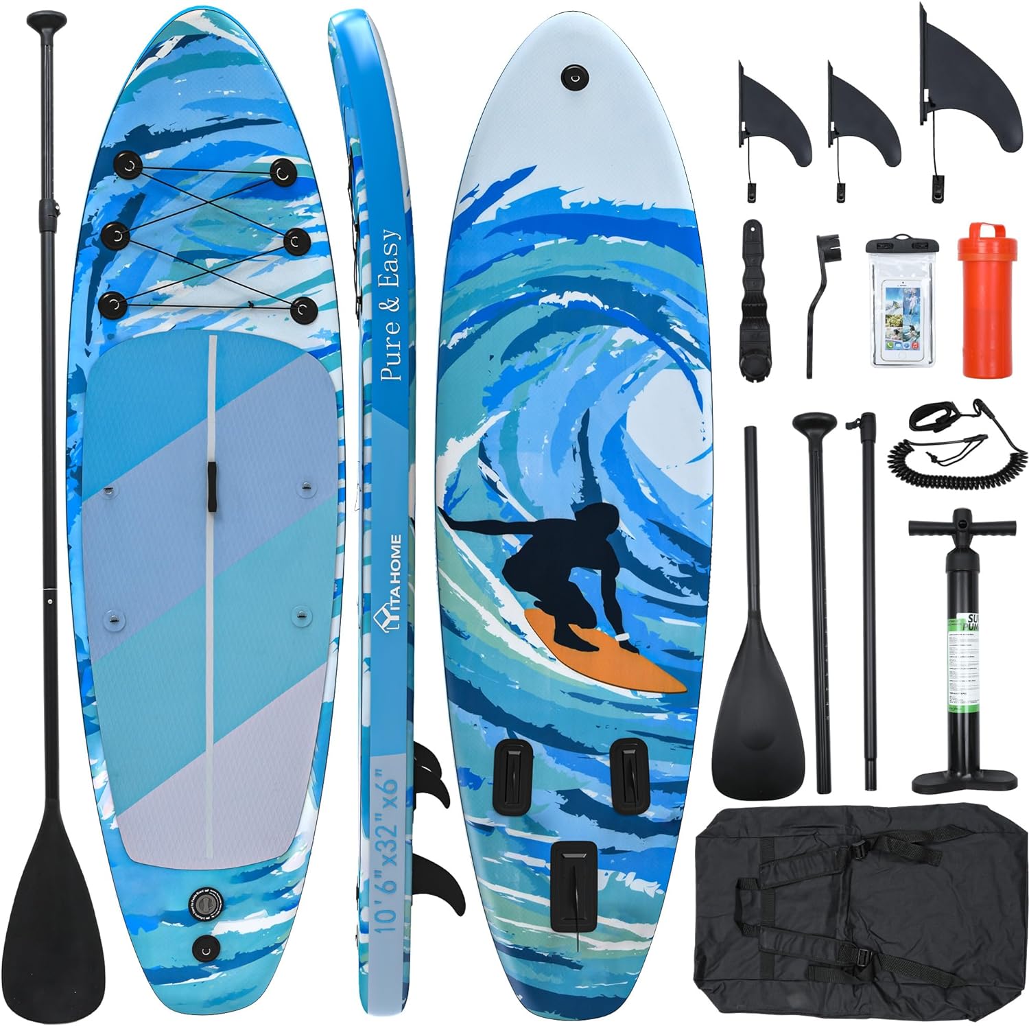 YITAHOME Inflatable Stand Up Paddle Board, SUP Board with SUP Accessories Includ...