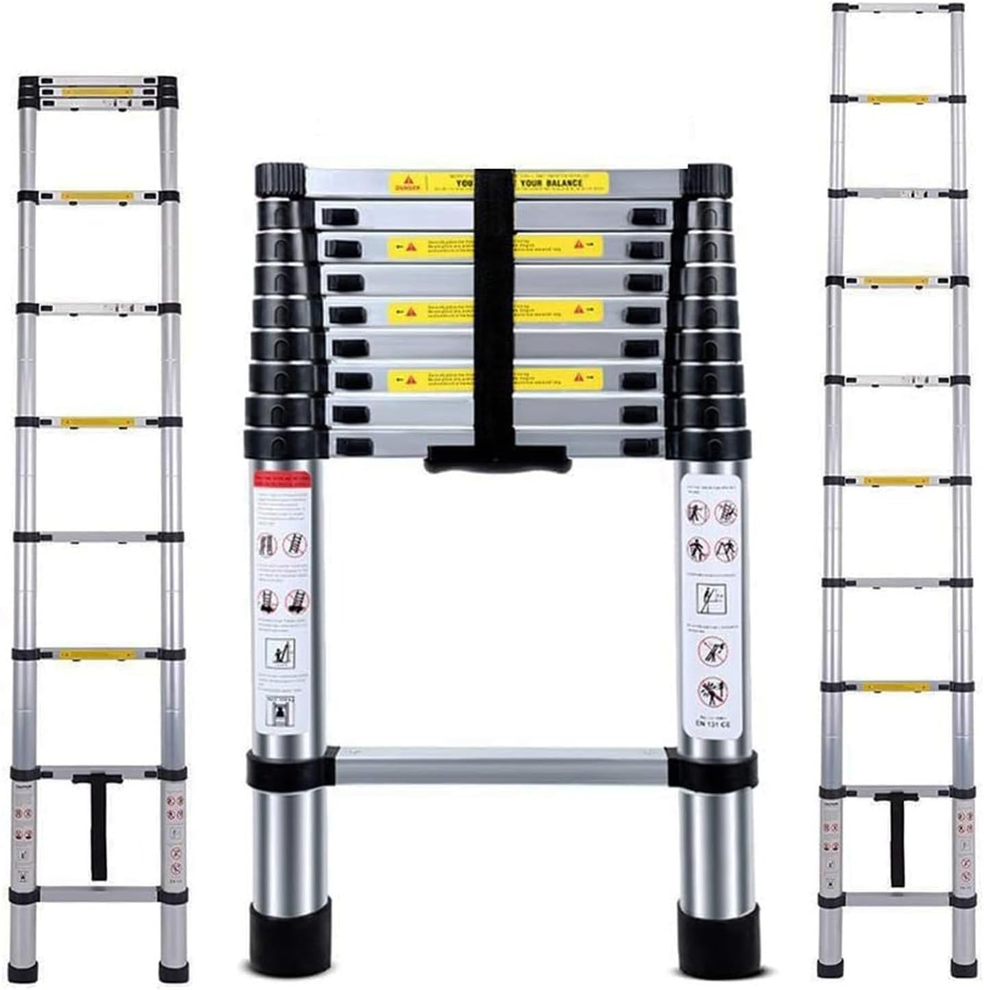 Telescopic Ladder, 2.6M Thickened Stainless Steel Telescoping Ladder, Adjustable...