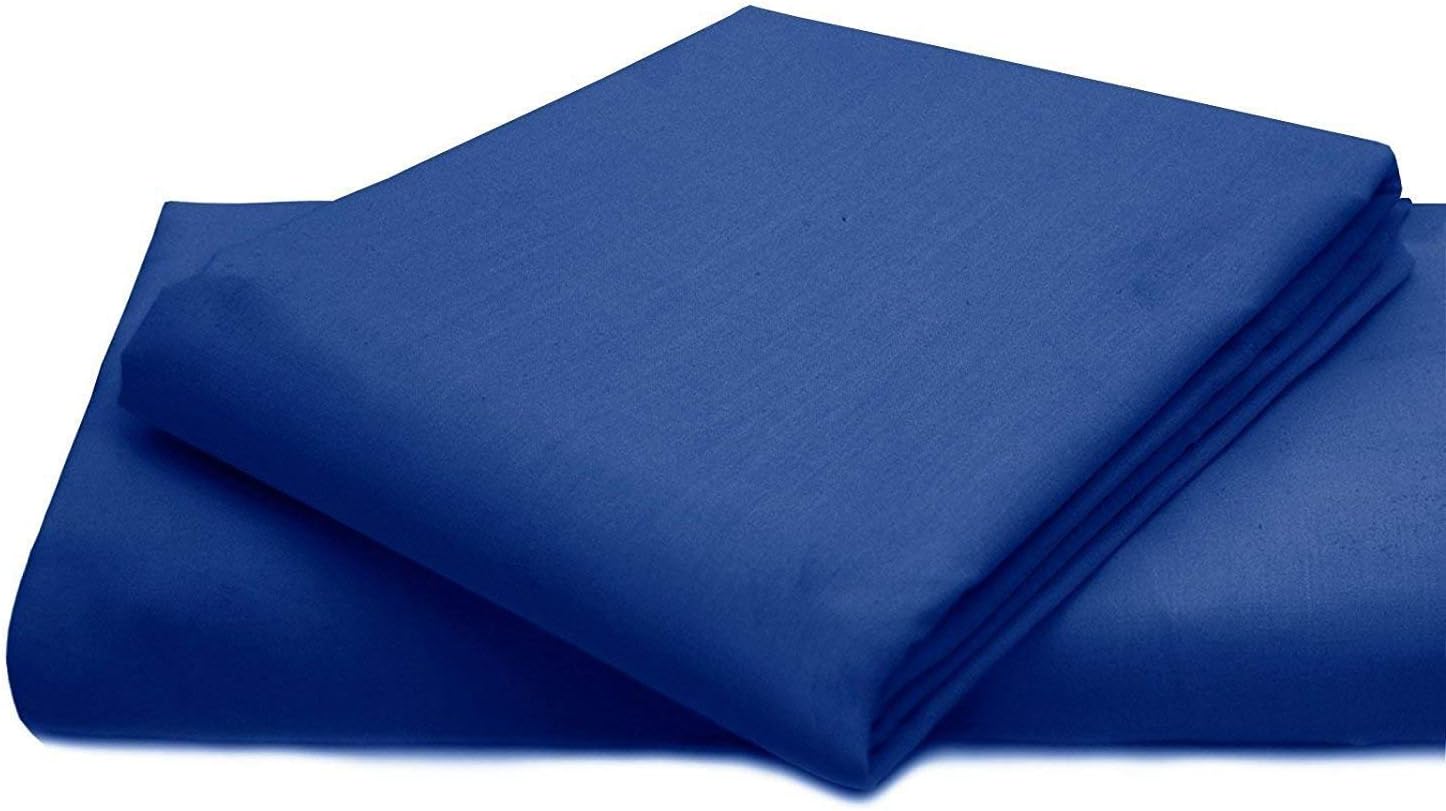 AmigoZone Cotton Percale Easy Care Polycotton Flat Sheet (Royal, King) Royal Kin...