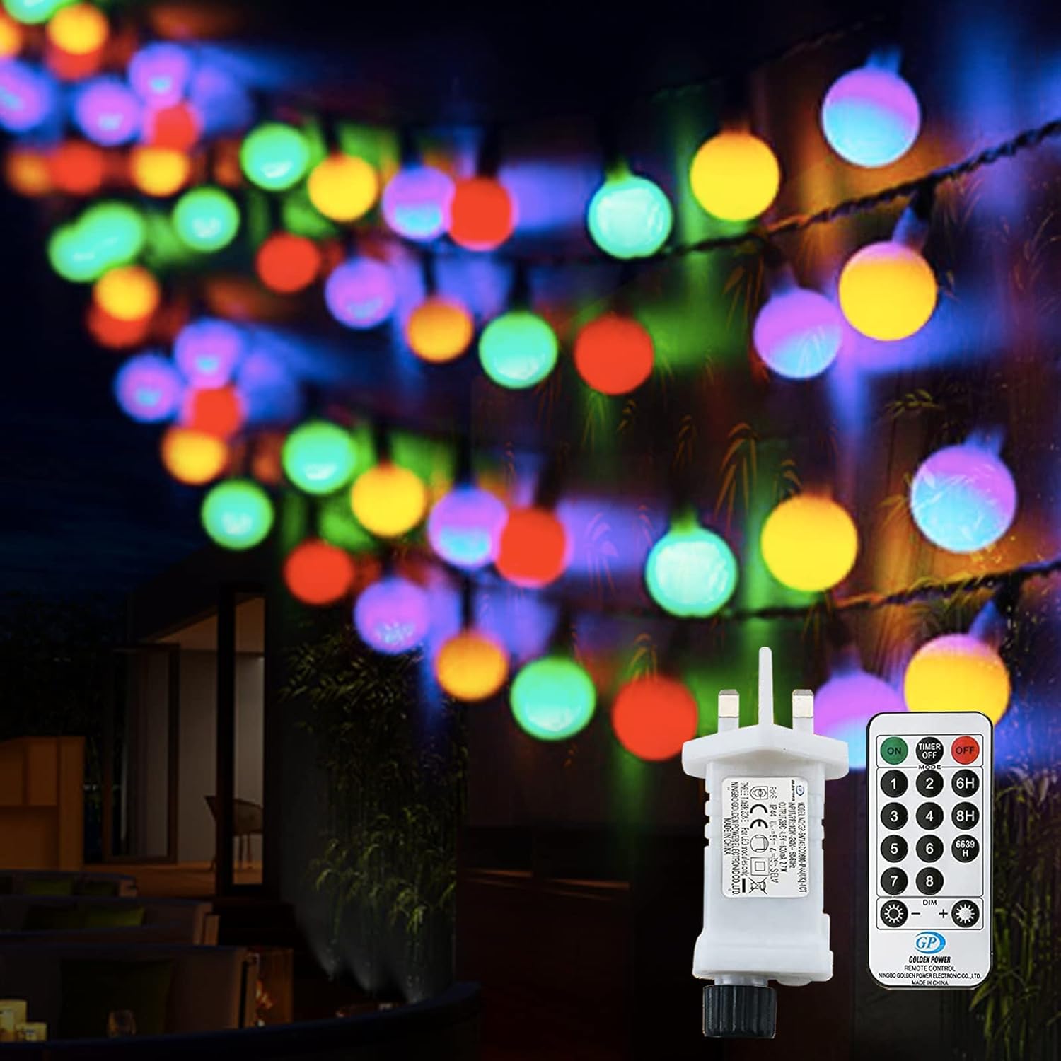Useber Fairy Lights Plug in Globe String Lights 8 Lighting Modes with Remote Tim...