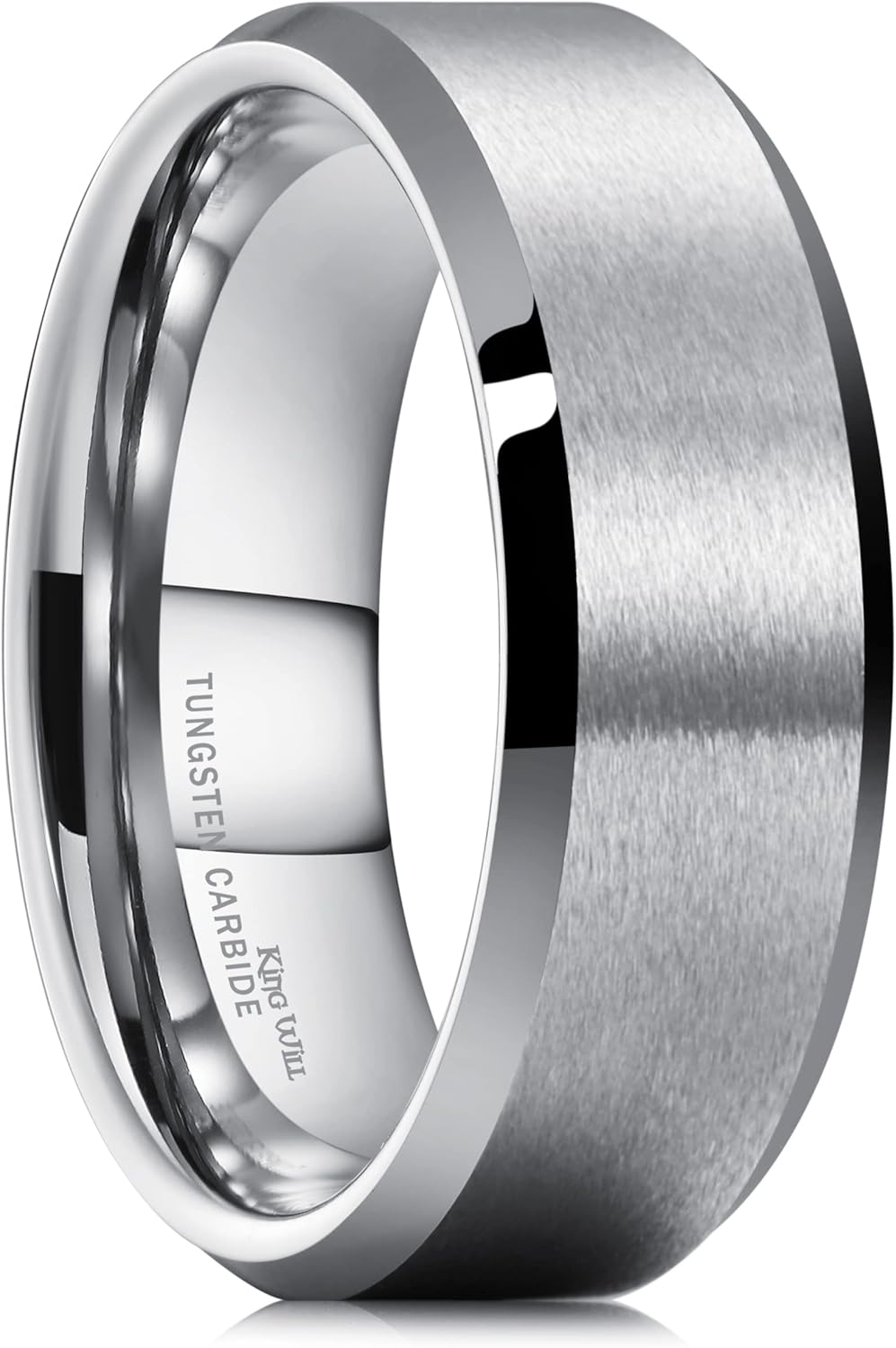 King Will Silver/Black Promise 6MM/7MM/8MM Wedding Band For Men Tungsten Carbide...