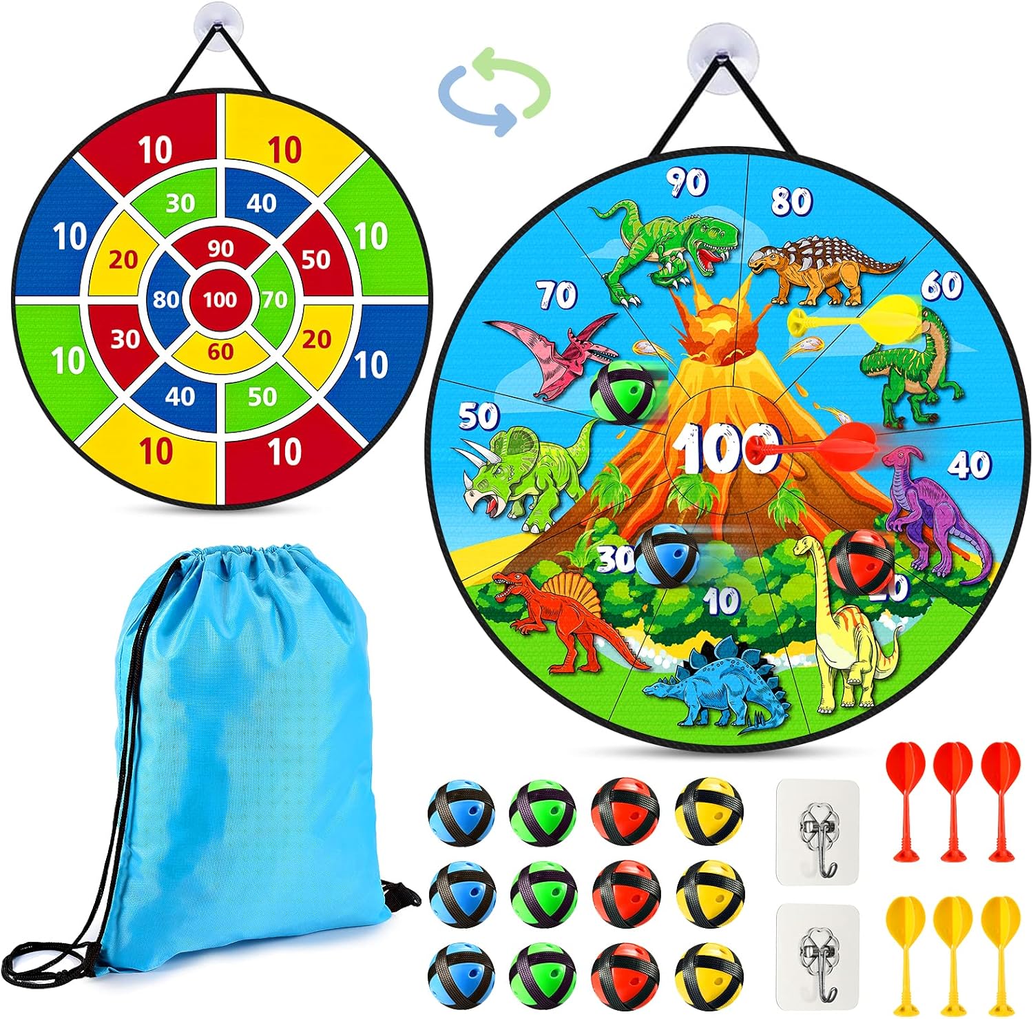 26" Large Size Double-sided Foldable Dart Board Se...